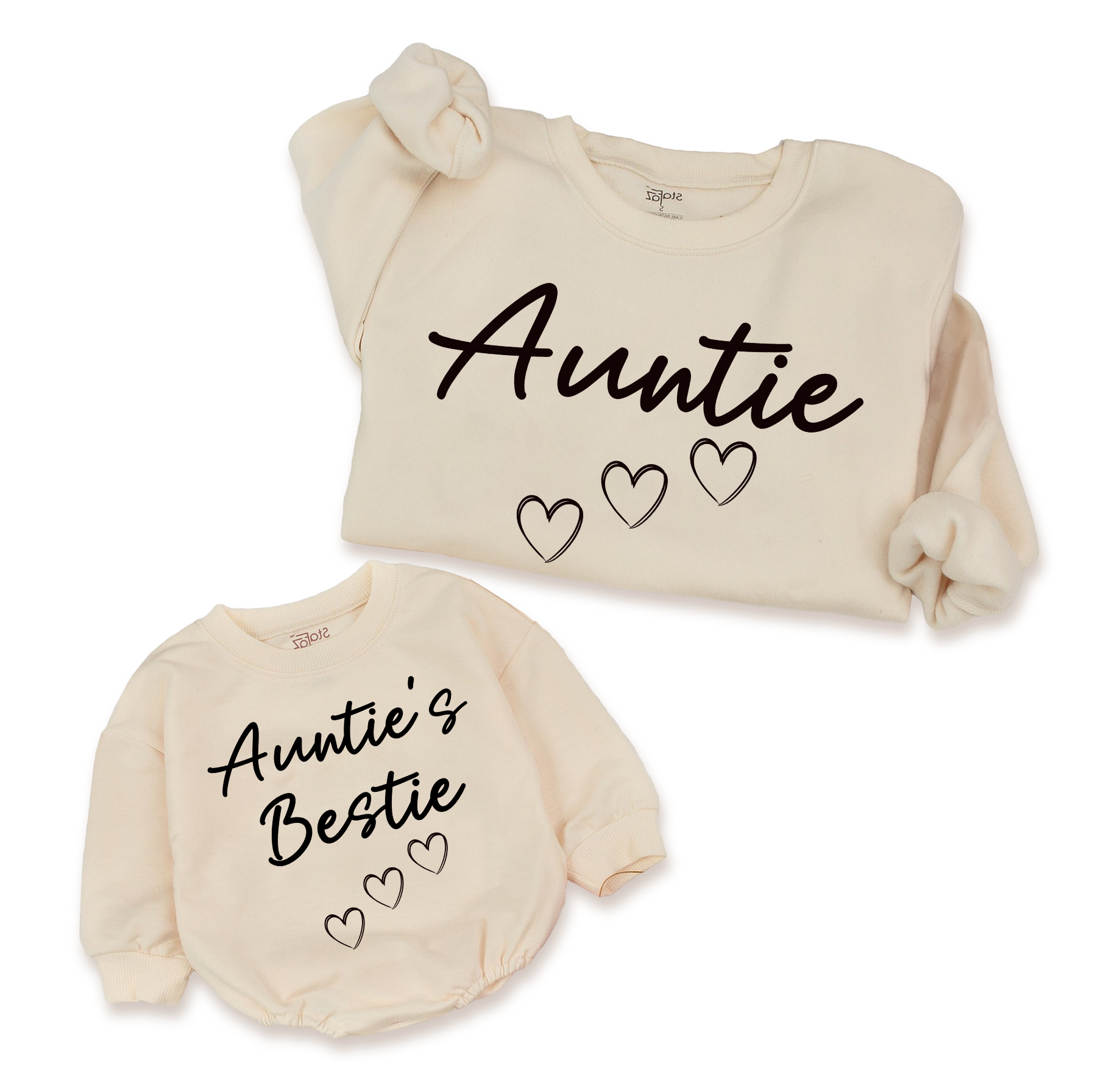Auntie & Aunties Bestie Gifts: Custom shirts and rompers for the little ones.