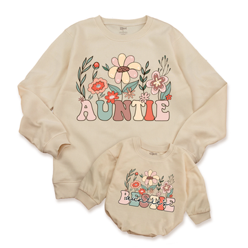 Personalized T-Shirts for Aunt & Nephew: Unique designs with wildflowers.