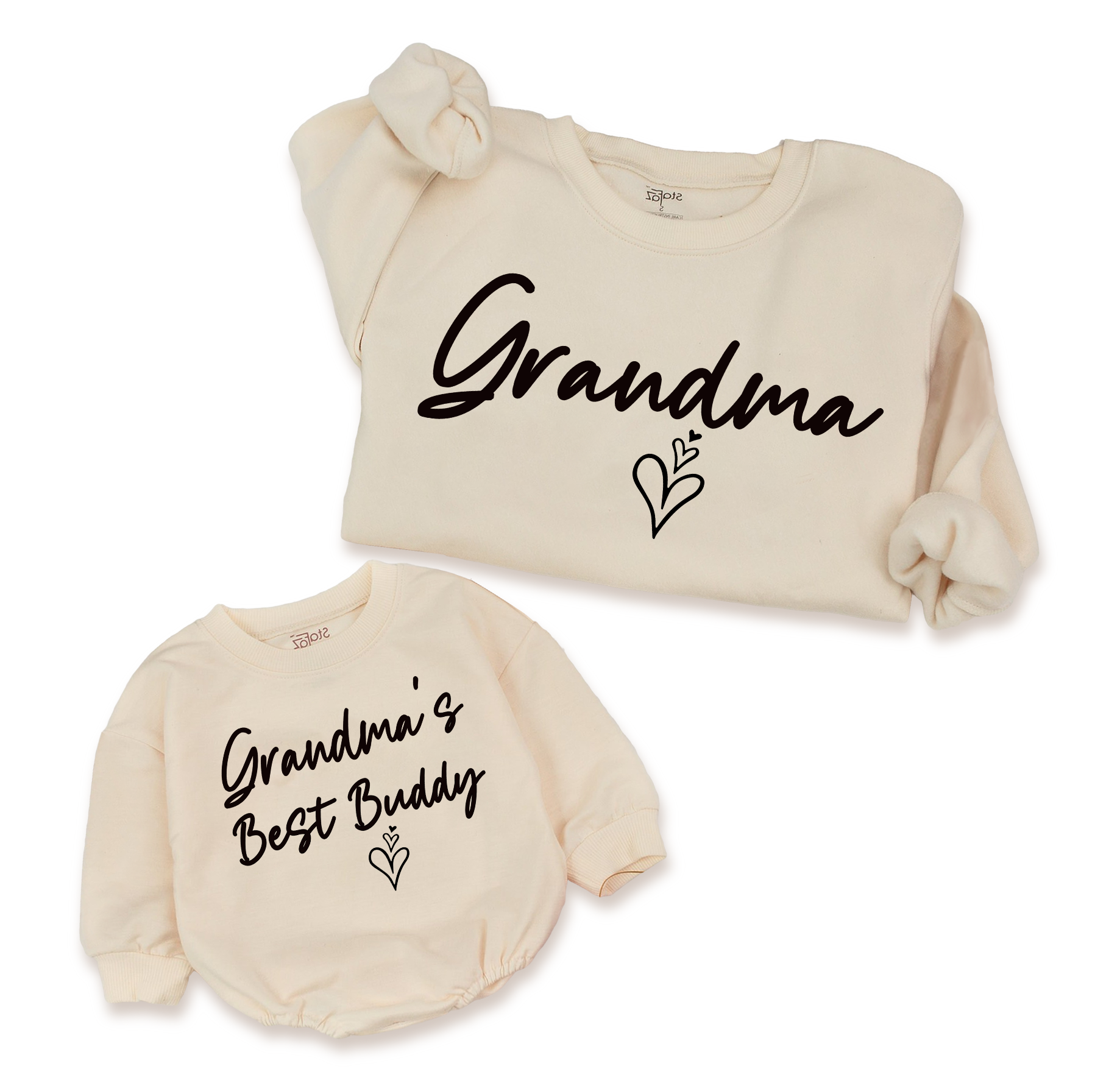 Grandma & Best Buddy Apparel: Custom tees and rompers for grandma and grandchild.
