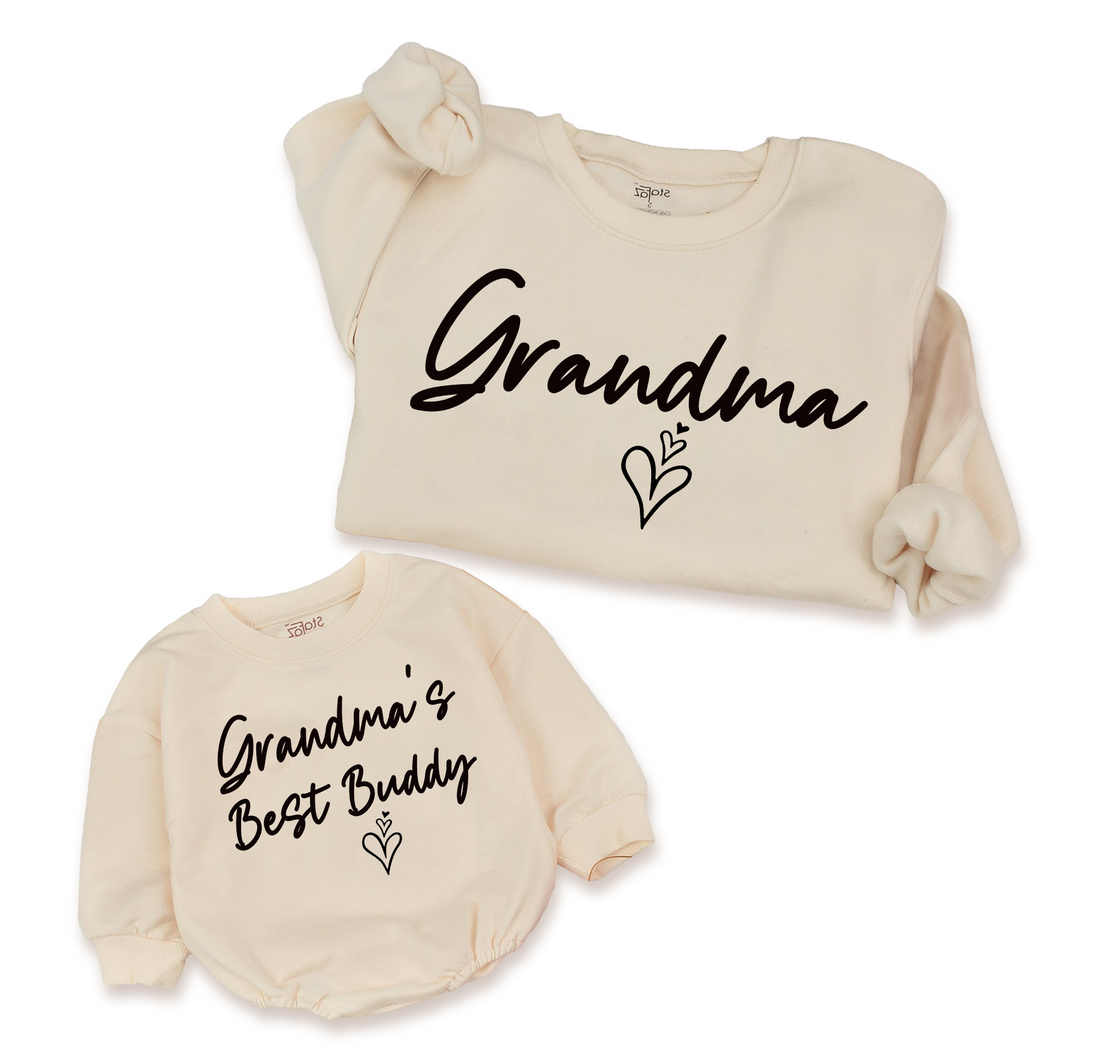 Grandma & Best Buddy Apparel: Custom tees and rompers for grandma and grandchild.