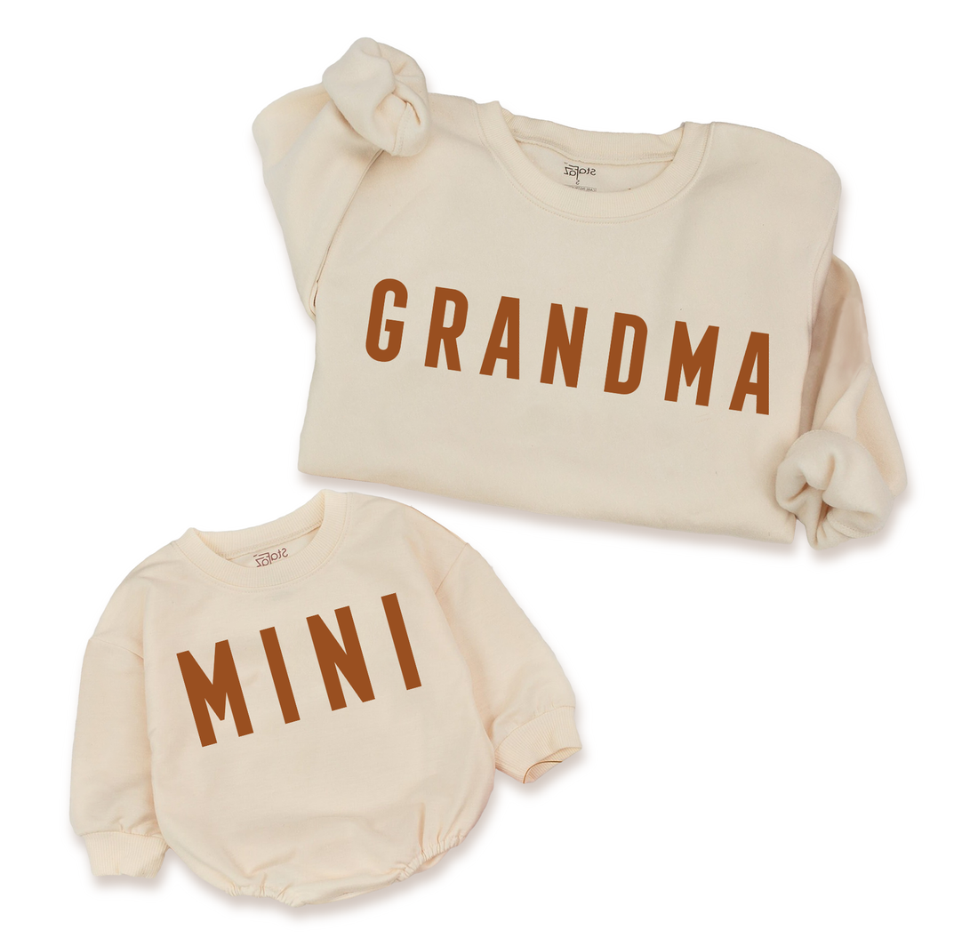 Grandma & Mini Apparel: Custom tees and rompers for special moments.