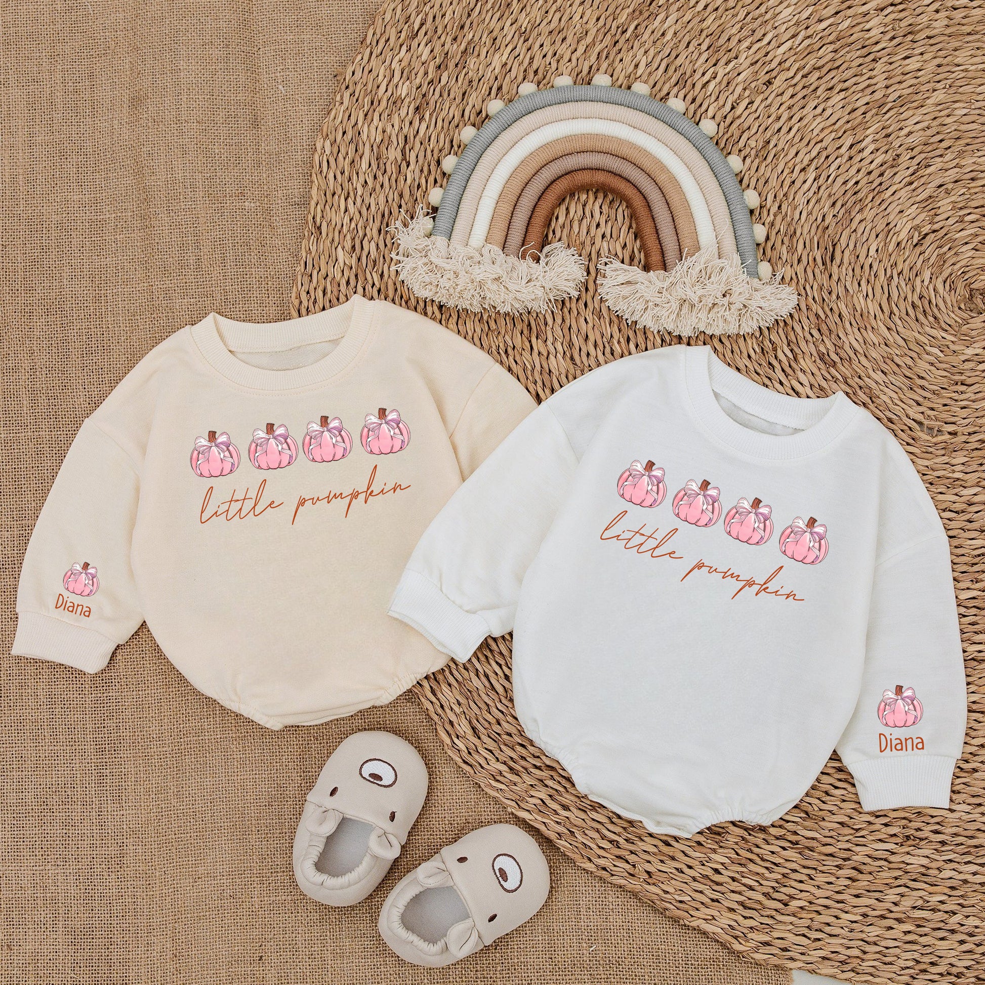 Baby Bodysuit Romper Long Sleeve Little Pumpkin Personalized Custom Babysuit - Gift For Baby And Mom - LuthCreative