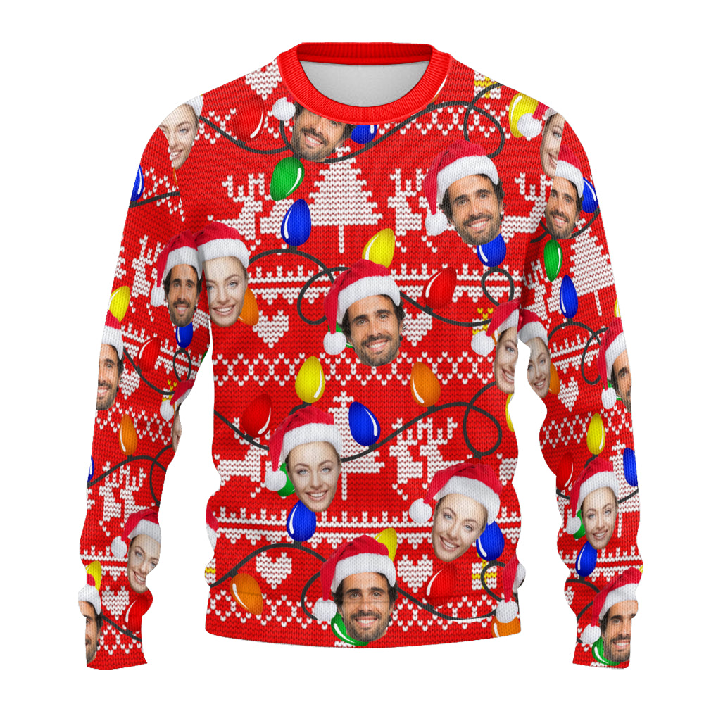 Personalized Gift Custom Ugly Christmas Sweater, Custom Face Crewneck Sweatshirt, Personalized Family Photo Sweater, Custom Gift for Men Women, Family Party Gifts Wool Sweater - LuthCreative
