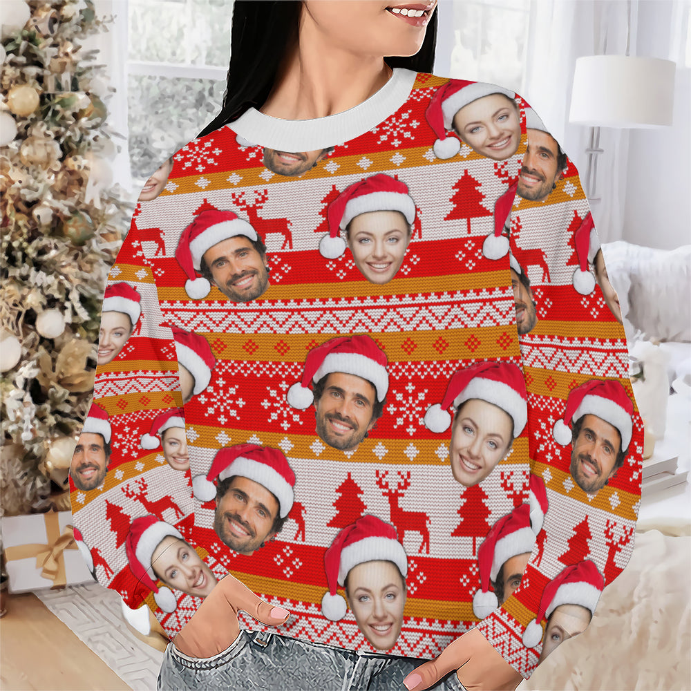 Personalized Gift Custom Ugly Christmas Sweater, Custom Face Crewneck Sweatshirt, Personalized Family Photo Sweater, Custom Gift for Men Women, Family Party Gifts Wool Sweater - LuthCreative