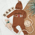 Custom Bestie Baby bodysuit and Hat Full Set, Newborn Set, Baby Shower Gift, Long Sleeve Bodysuit, Customized Name - LuthCreative