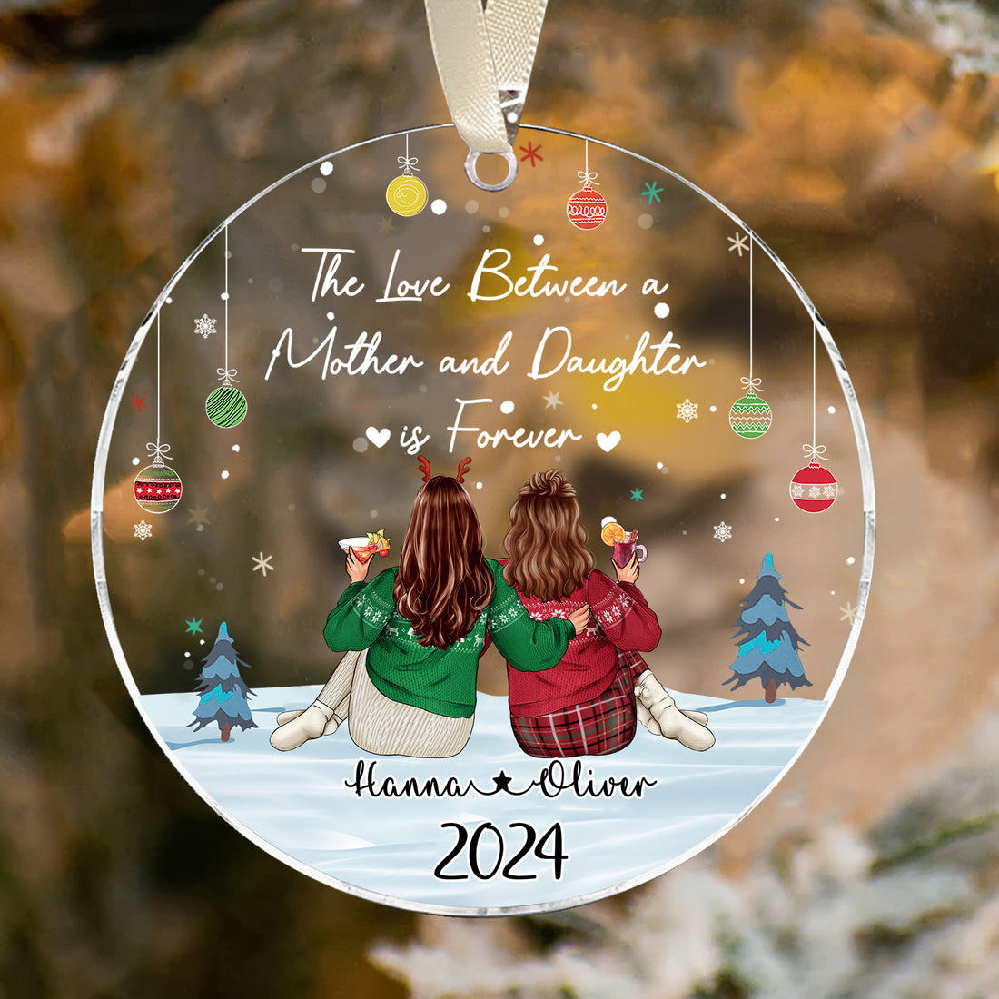 Personalized The Love Between a Mother and  Daughter is Forever 2024 Acrylic Ornament - LuthCreative