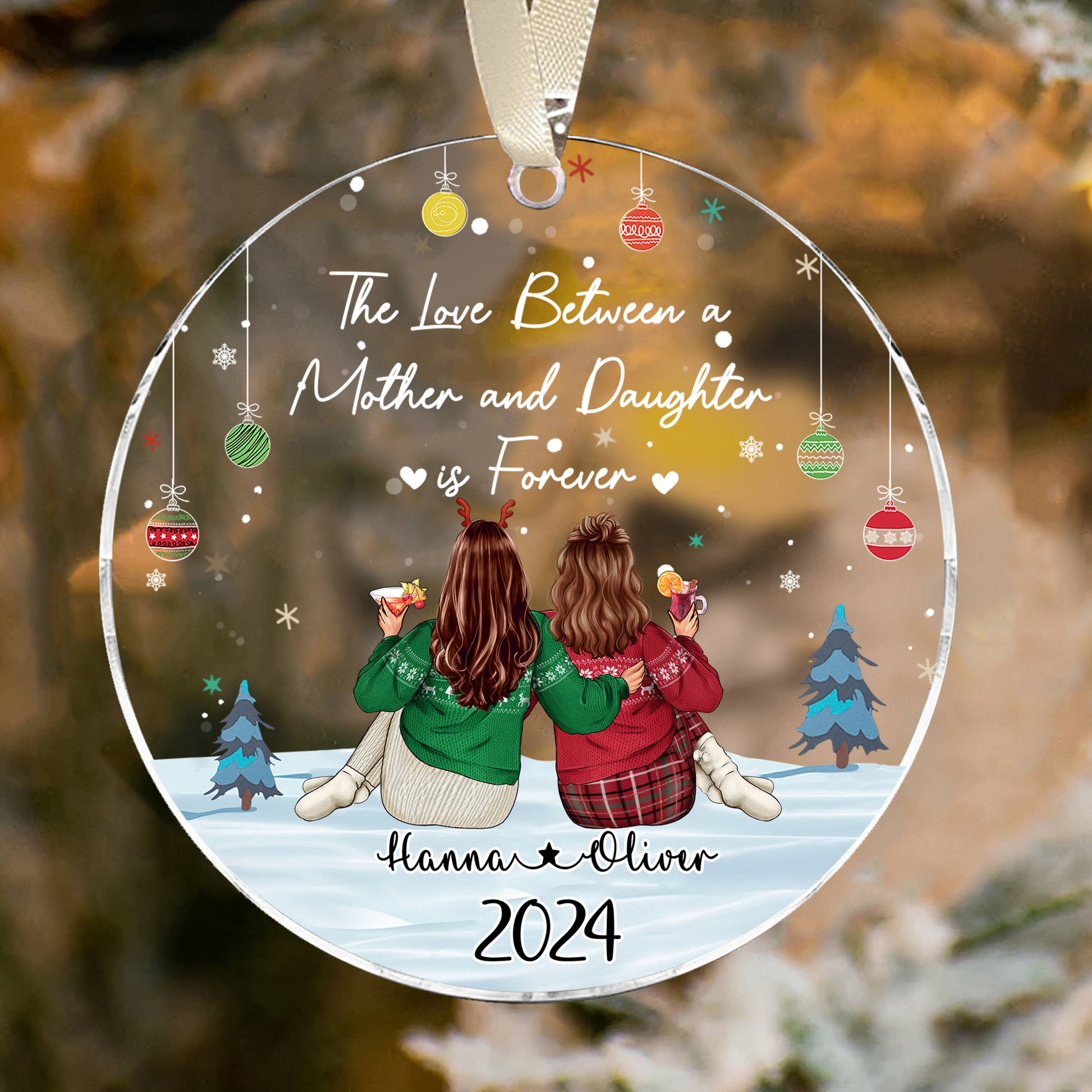 Personalized The Love Between a Mother and  Daughter is Forever 2024 Acrylic Ornament - LuthCreative