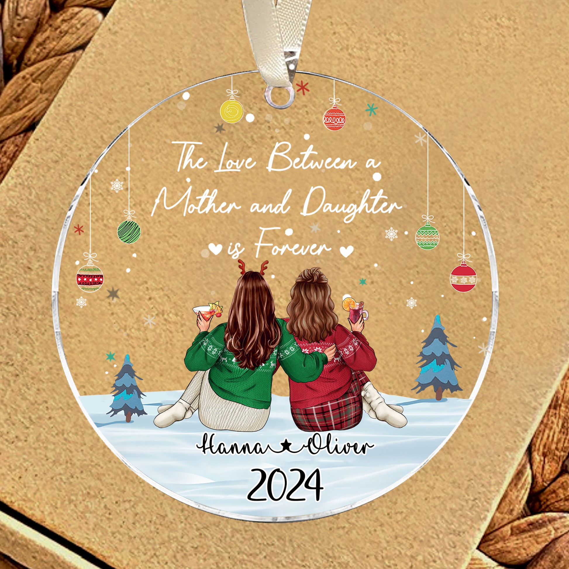 Personalized The Love Between a Mother and  Daughter is Forever 2024 Acrylic Ornament - LuthCreative