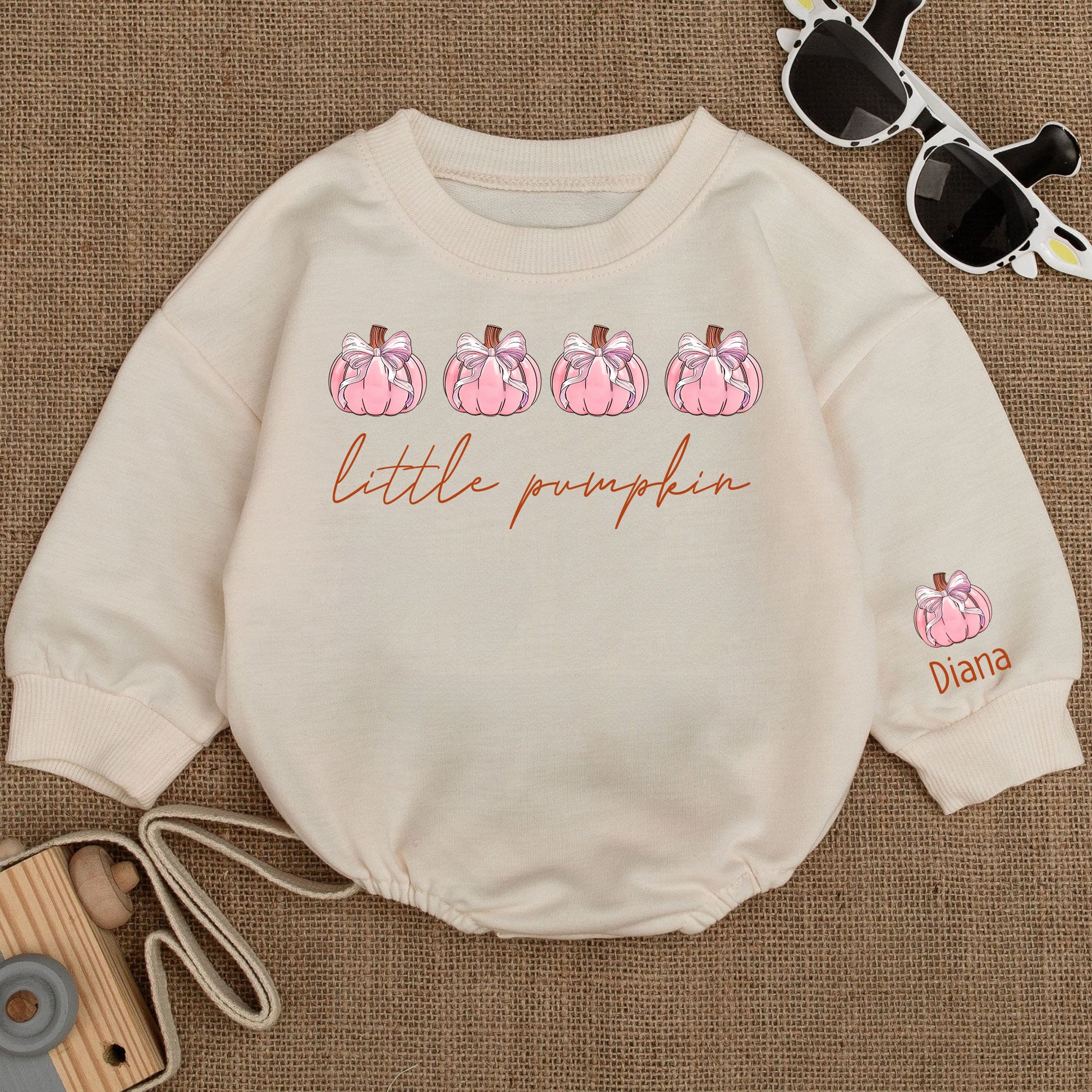 Baby Bodysuit Romper Long Sleeve Little Pumpkin Personalized Custom Babysuit - Gift For Baby And Mom - LuthCreative