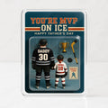 3D Acrylic Hockey Dad and Son Display – Personalized Father’s Day Gift with Names, Numbers, and Trophy Touch