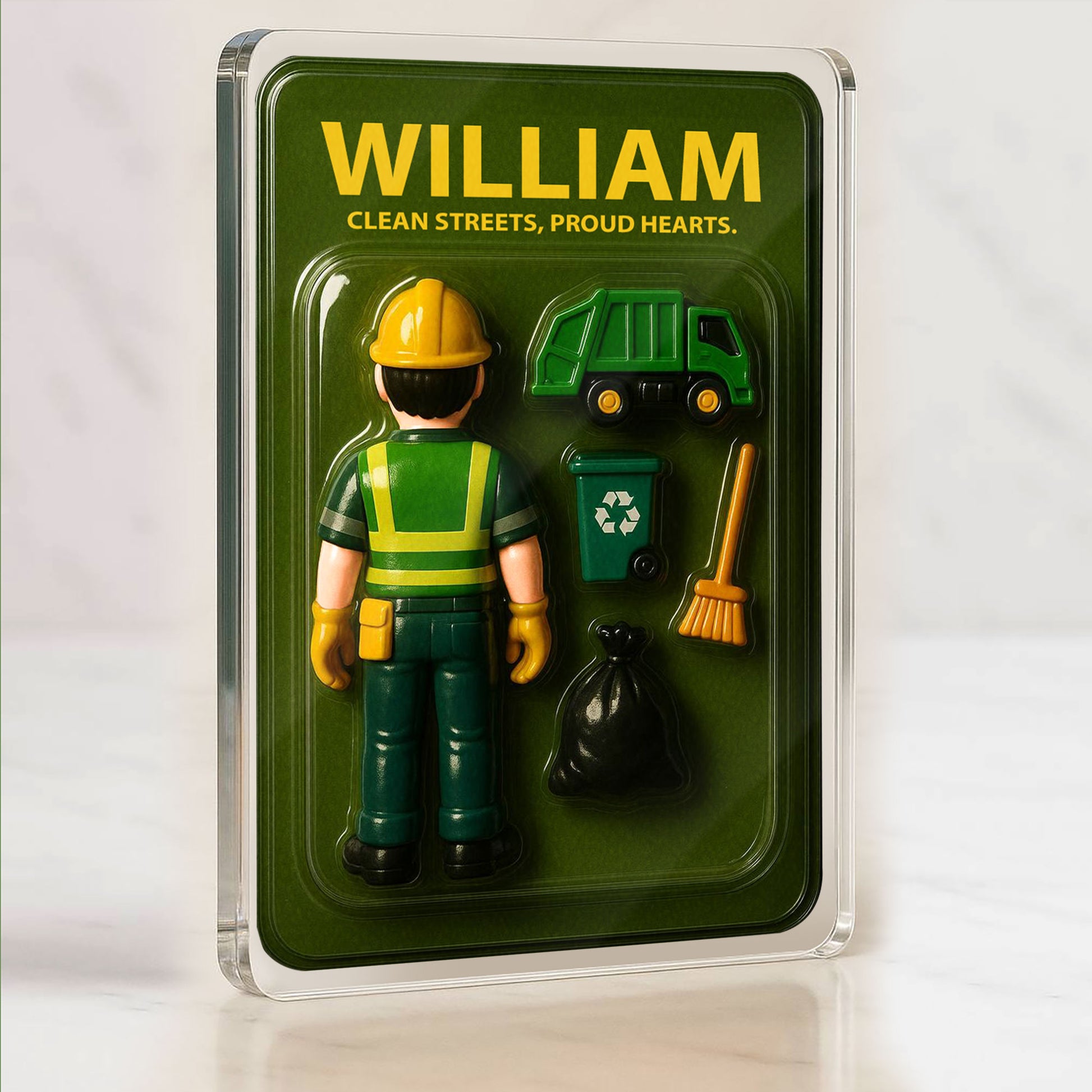 3D Style Garbage Man Plaque - Custom Father's Day Gift for Him Acrylic Decor