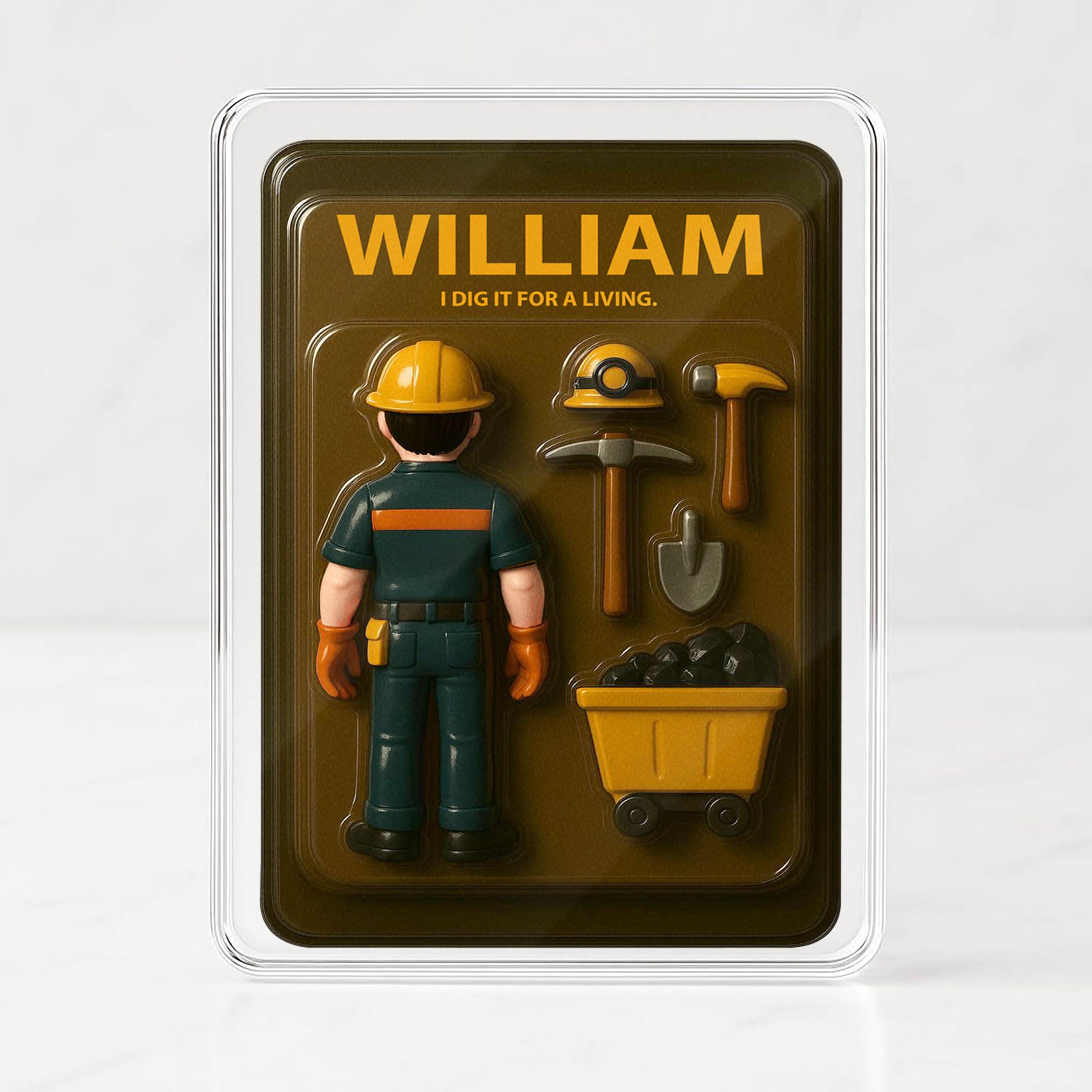 3D Style Miner Plaque - Custom Father's Day Gift for Him "I Dig It For A Living" Acrylic