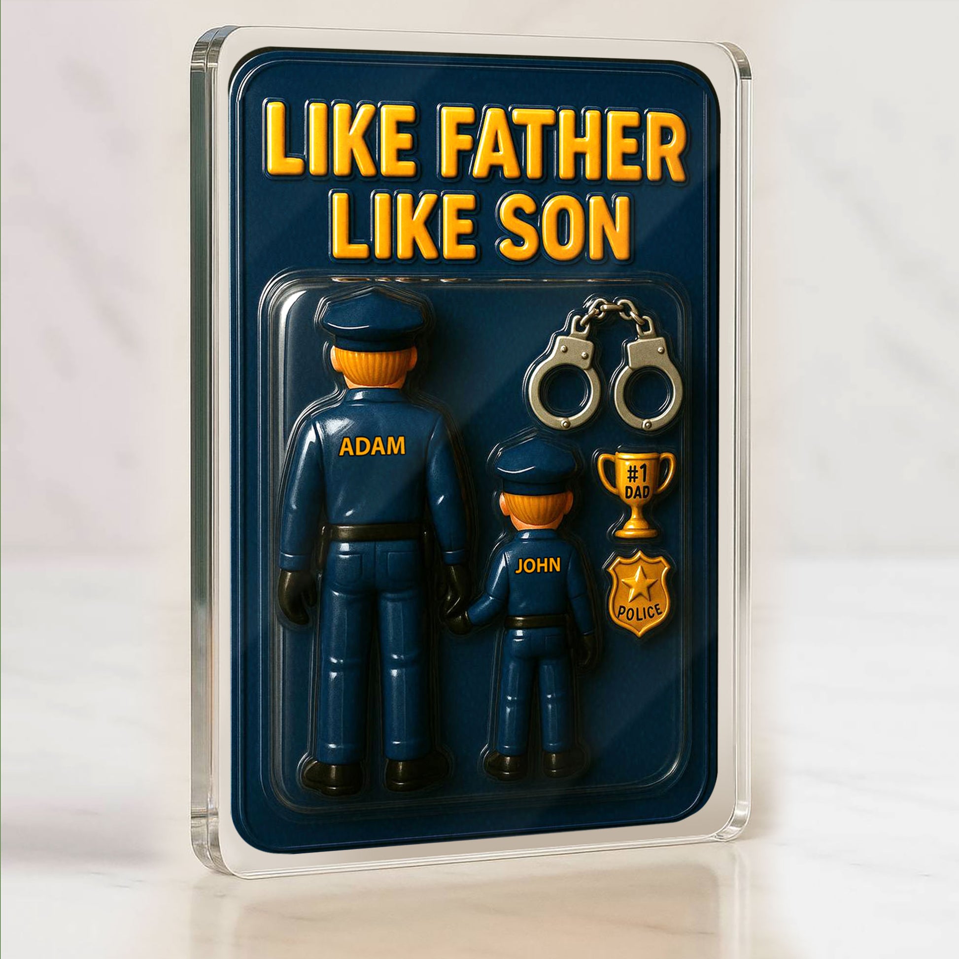 3D Style Police Plaque - Custom "Like Father Like Son" Father's Day Gift for Him Acrylic