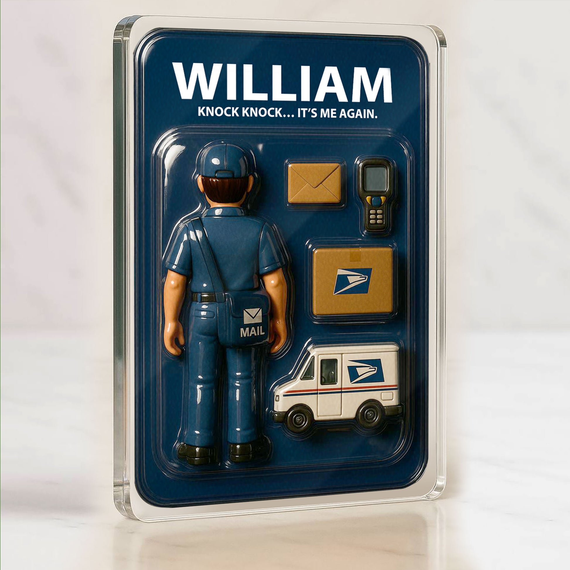 3D Style Postal Worker Plaque - Custom Father's Day Gift for Him "It's Me Again" Acrylic
