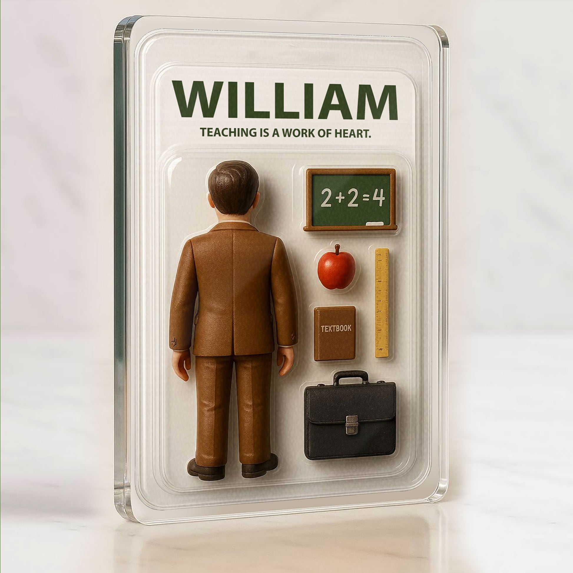 3D Style Teacher Plaque - Custom Father's Day Gift for Him "Work of Heart" Acrylic