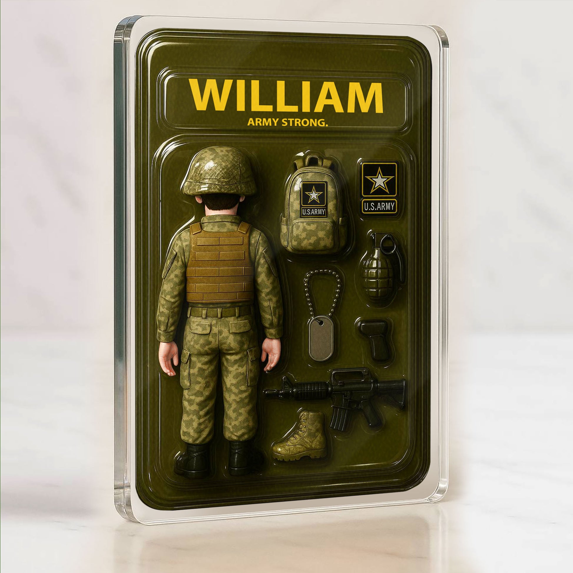 3D Style US Army Plaque - Custom Father's Day Gift for Him "Army Strong" Acrylic