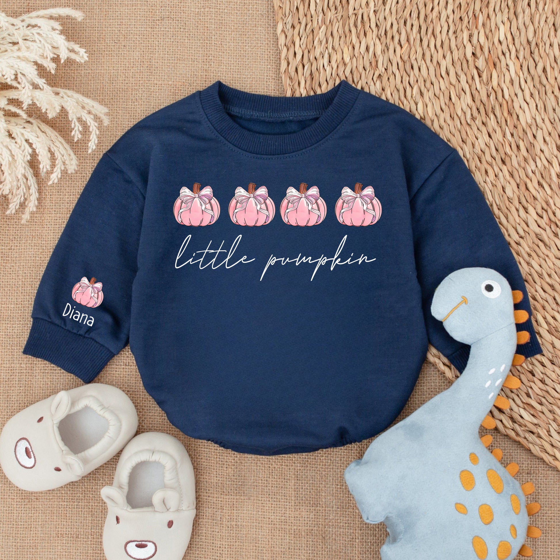 Baby Bodysuit Romper Long Sleeve Little Pumpkin Personalized Custom Babysuit - Gift For Baby And Mom - LuthCreative