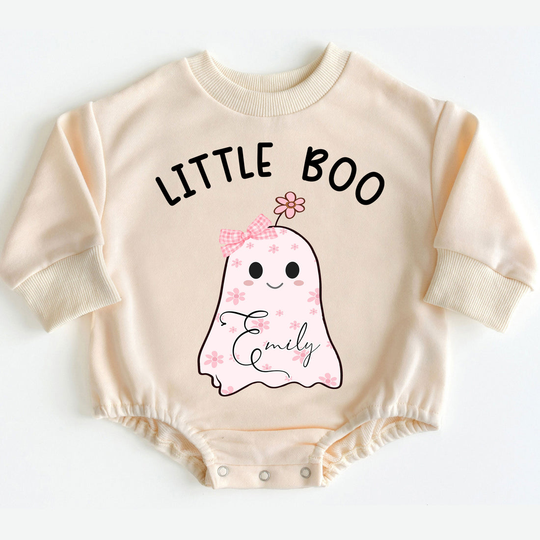 Romper Baby Long Sleeve Customize Little Boo Personalized Custom Babysuit - Gift For Baby - LuthCreative