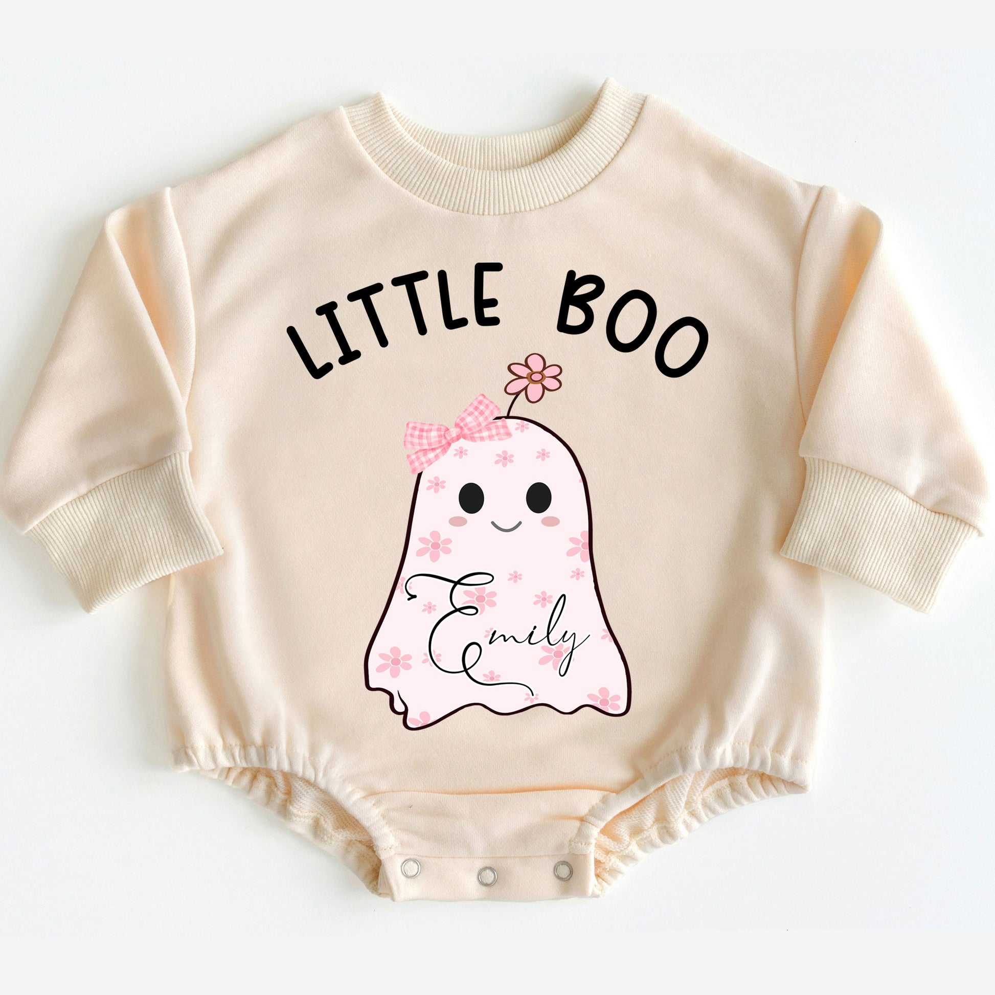 Romper Baby Long Sleeve Customize Little Boo Personalized Custom Babysuit - Gift For Baby - LuthCreative