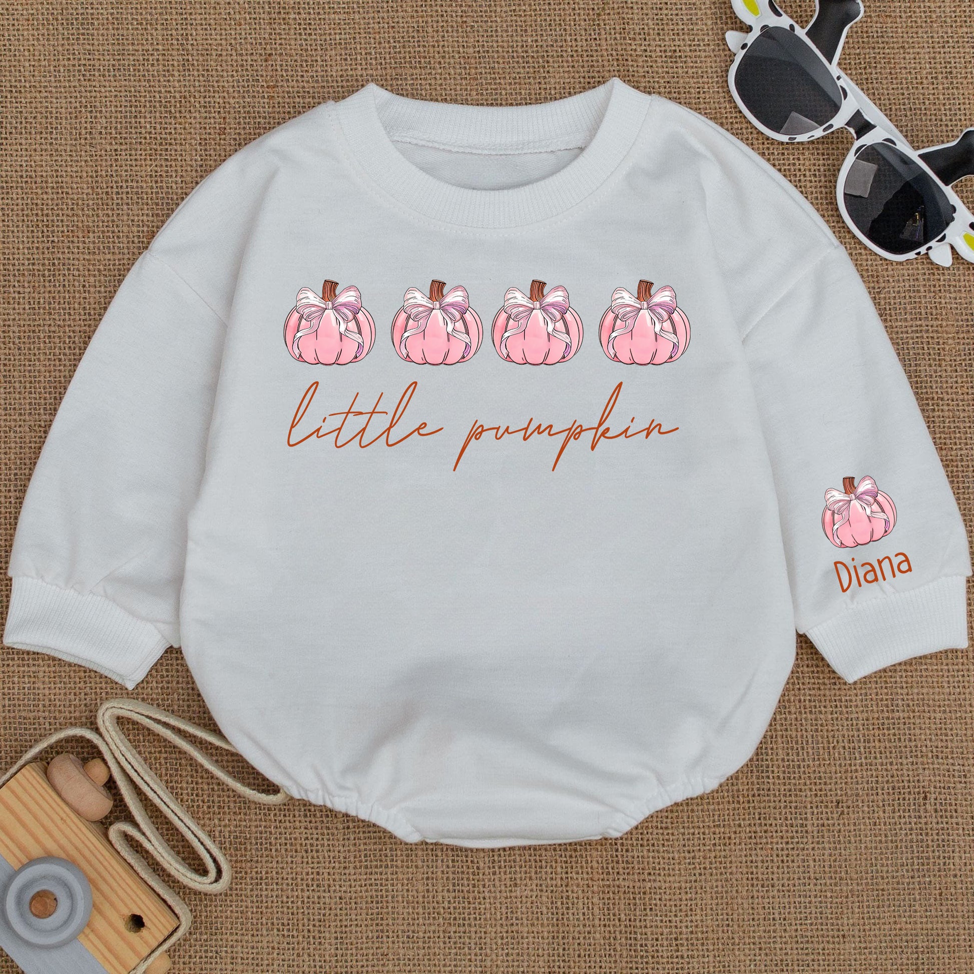 Baby Bodysuit Romper Long Sleeve Little Pumpkin Personalized Custom Babysuit - Gift For Baby And Mom - LuthCreative