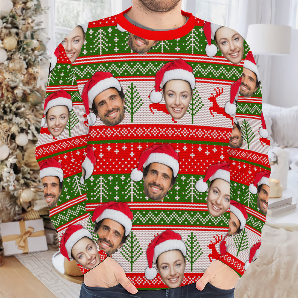 Personalized Gift Custom Ugly Christmas Sweater, Custom Face Crewneck Sweatshirt, Personalized Family Photo Sweater, Custom Gift for Men Women, Family Party Gifts Wool Sweater - LuthCreative