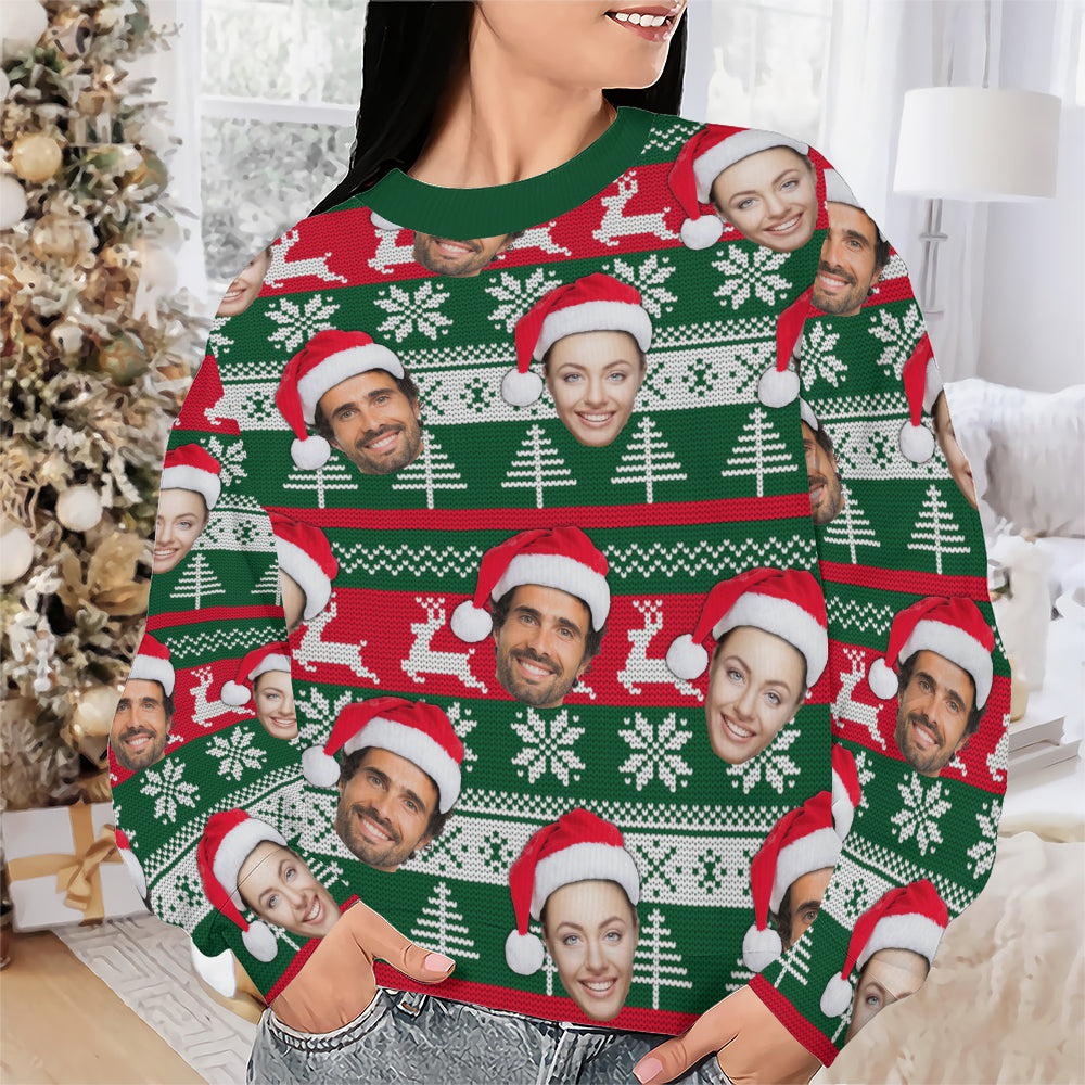 Personalized Gift Custom Ugly Christmas Sweater, Custom Face Crewneck Sweatshirt, Personalized Family Photo Sweater, Custom Gift for Men Women, Family Party Gifts Wool Sweater - LuthCreative