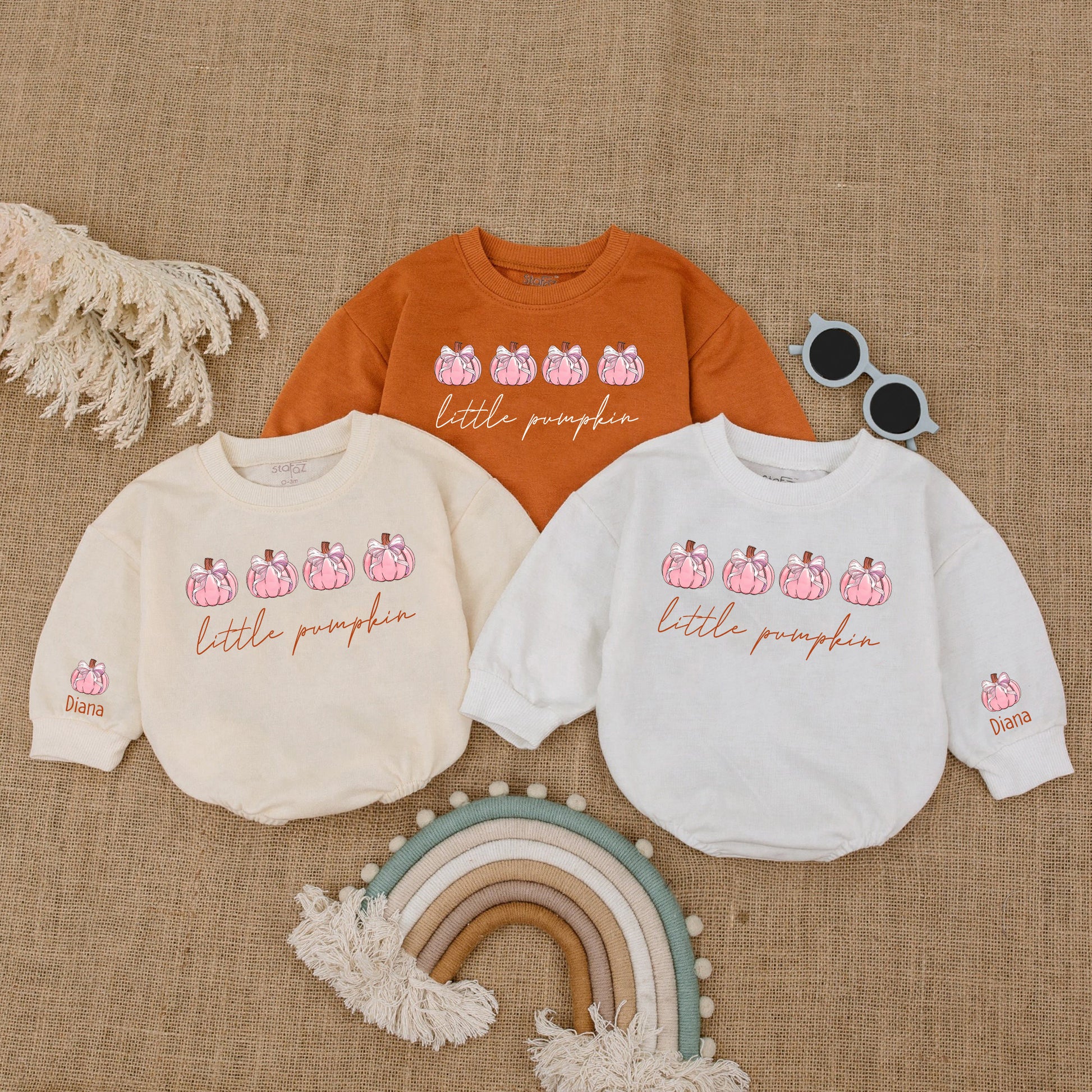 Baby Bodysuit Romper Long Sleeve Little Pumpkin Personalized Custom Babysuit - Gift For Baby And Mom - LuthCreative