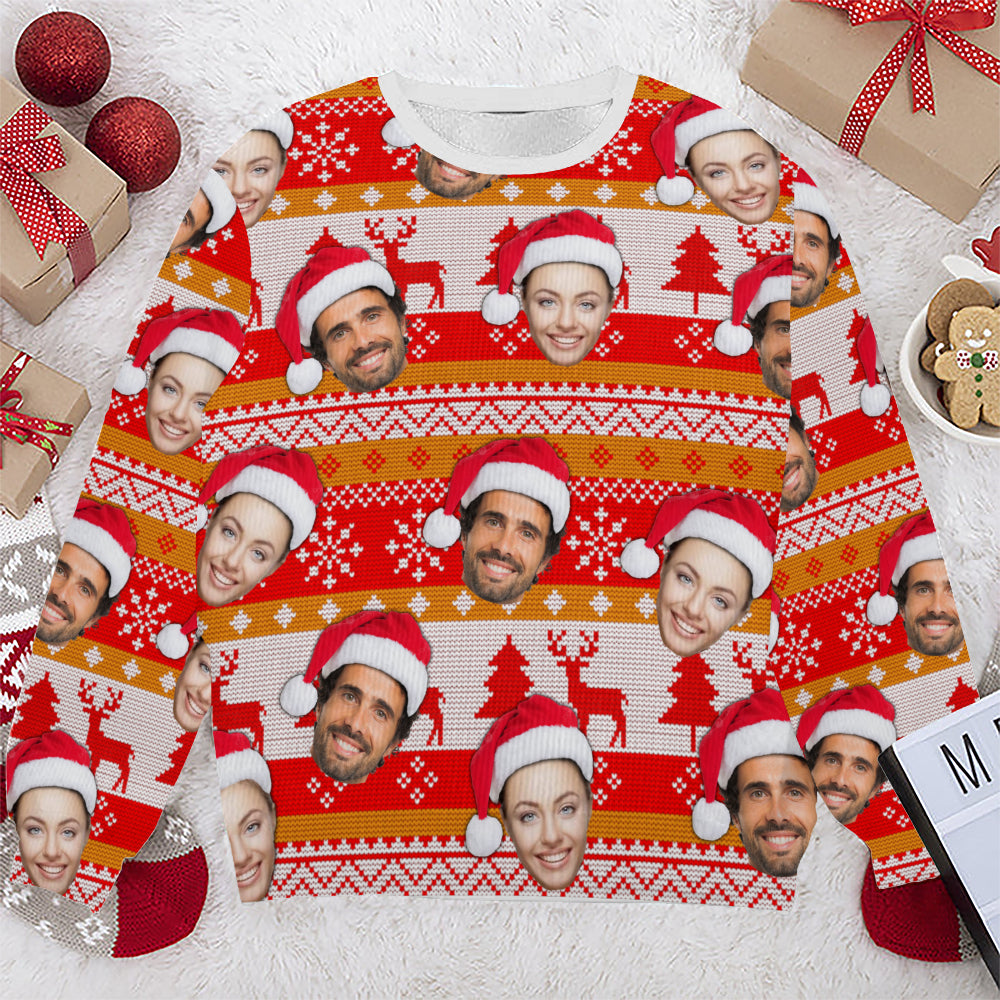Personalized Gift Custom Ugly Christmas Sweater, Custom Face Crewneck Sweatshirt, Personalized Family Photo Sweater, Custom Gift for Men Women, Family Party Gifts Wool Sweater - LuthCreative