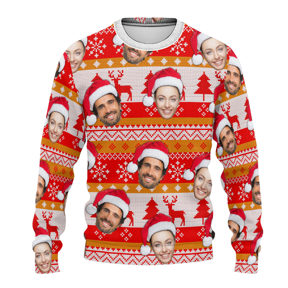 Personalized Gift Custom Ugly Christmas Sweater, Custom Face Crewneck Sweatshirt, Personalized Family Photo Sweater, Custom Gift for Men Women, Family Party Gifts Wool Sweater - LuthCreative