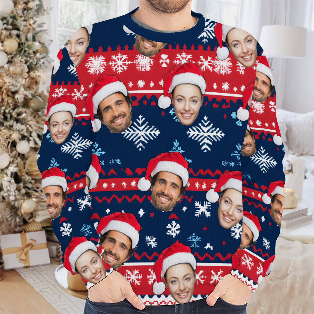Personalized Gift Custom Ugly Christmas Sweater, Custom Face Crewneck Sweatshirt, Personalized Family Photo Sweater, Custom Gift for Men Women, Family Party Gifts Wool Sweater - LuthCreative
