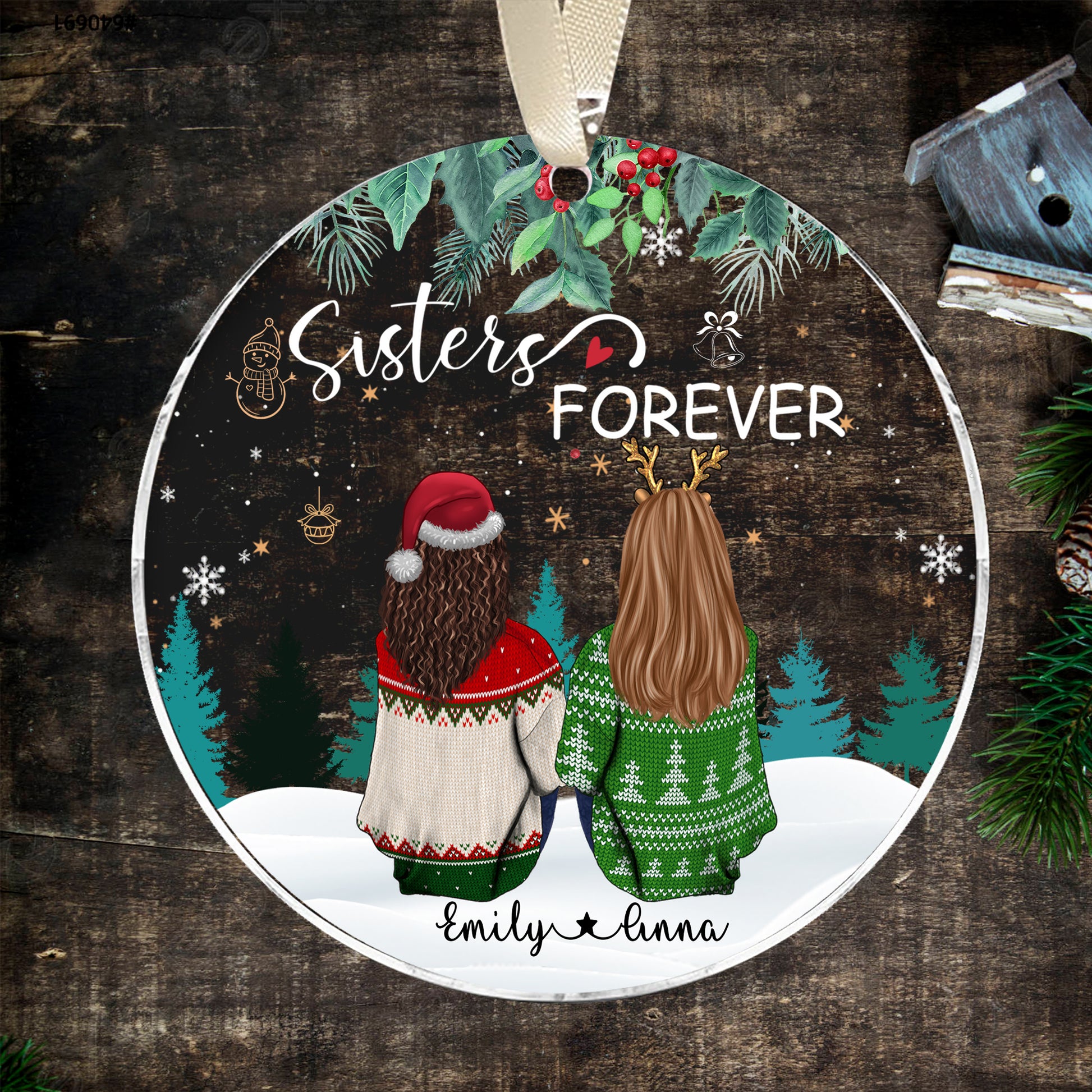 Personalized Sisters Forever Ornament, Sisters Ornament, Sibling Ornaments, Memorial Sisters, Besties Acrylic Ornament - LuthCreative