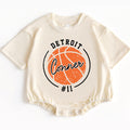 Custom Team Name with Basketball romper, Baby Basketball Onesies, Sports Bodysuits, Basketball baby - LuthCreative