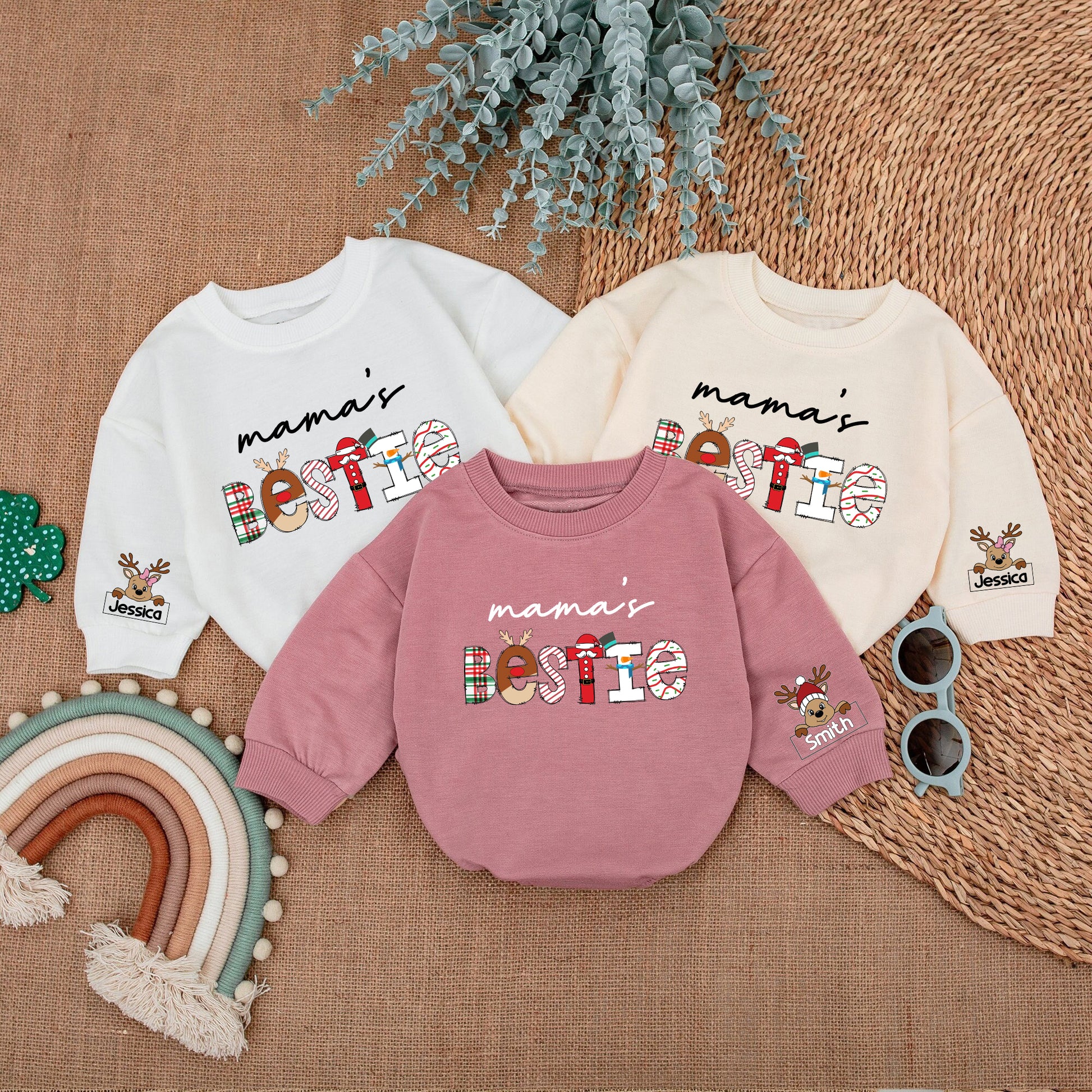 Baby Romper Long Sleeve Customize Mama's Bestie Personalized Custom Babysuit - Gift For Baby - LuthCreative