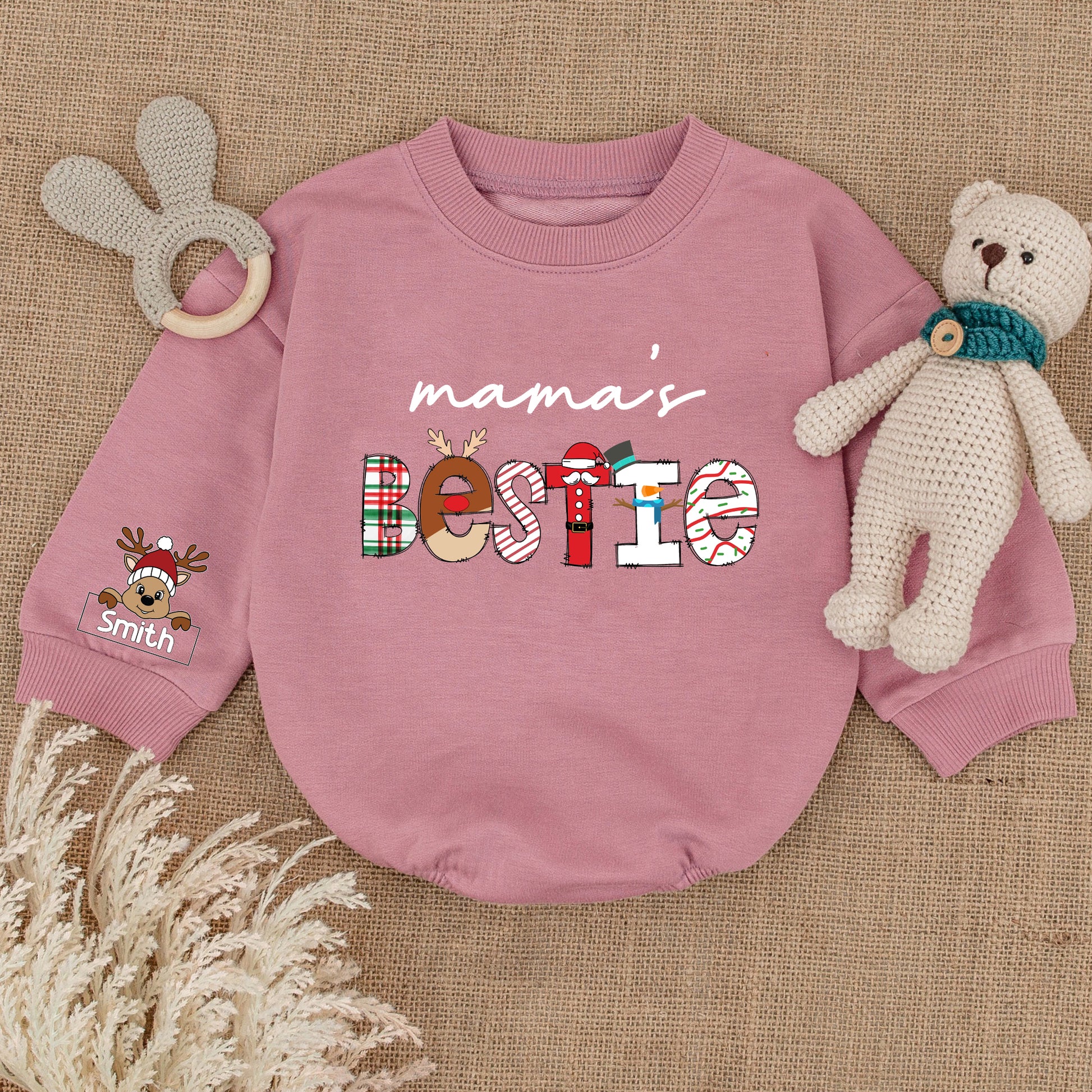 Baby Romper Long Sleeve Customize Mama's Bestie Personalized Custom Babysuit - Gift For Baby - LuthCreative