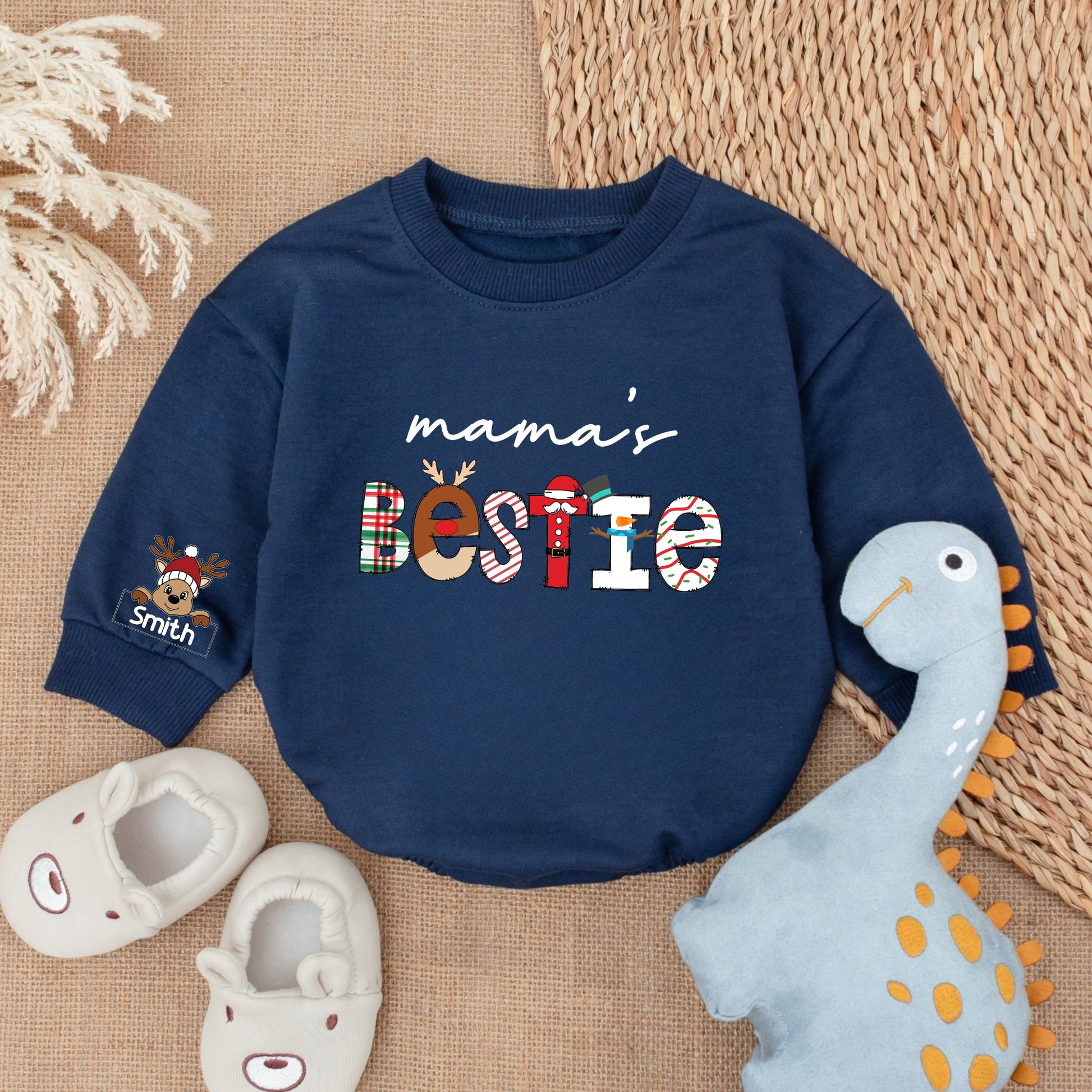 Baby Romper Long Sleeve Customize Mama's Bestie Personalized Custom Babysuit - Gift For Baby - LuthCreative
