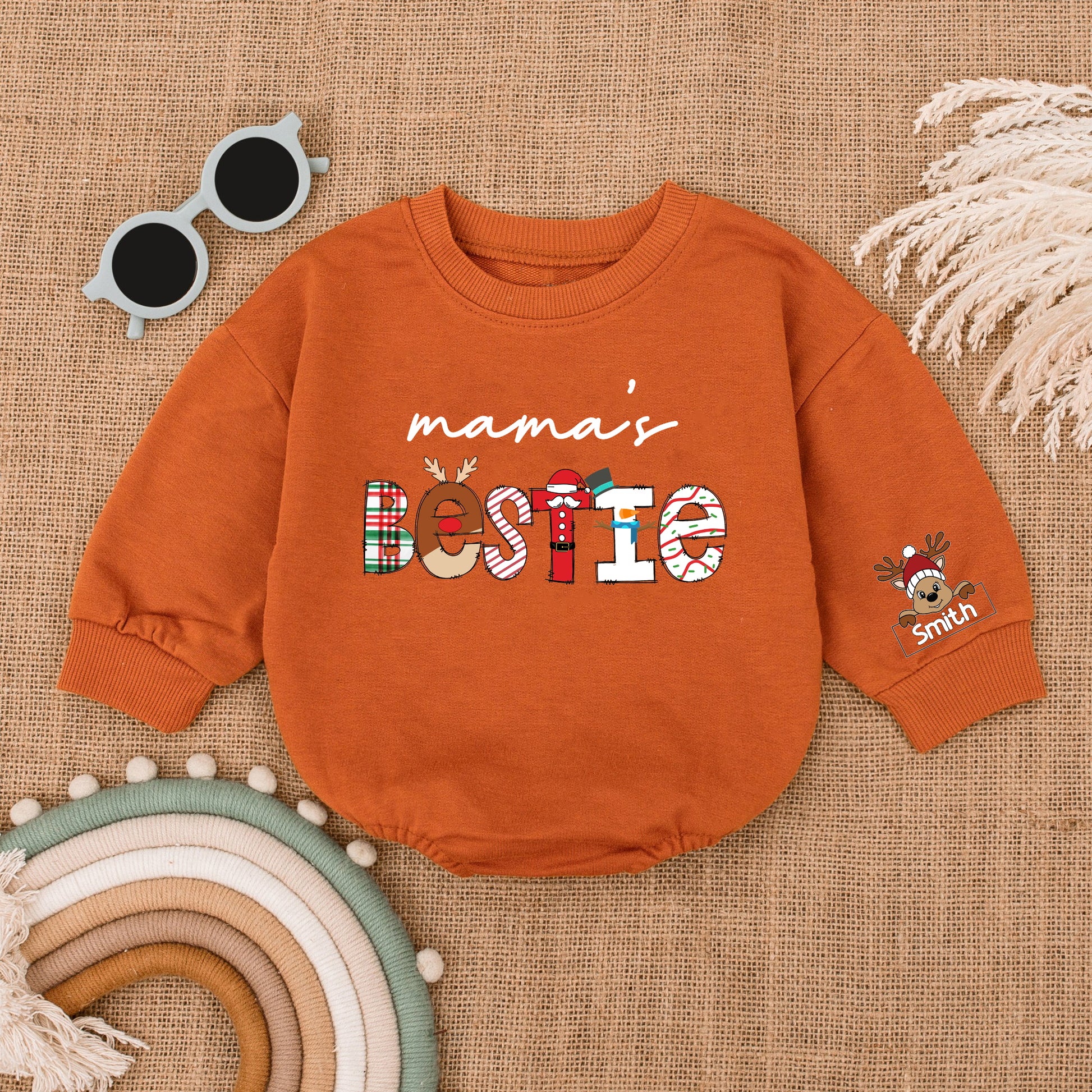 Baby Romper Long Sleeve Customize Mama's Bestie Personalized Custom Babysuit - Gift For Baby - LuthCreative