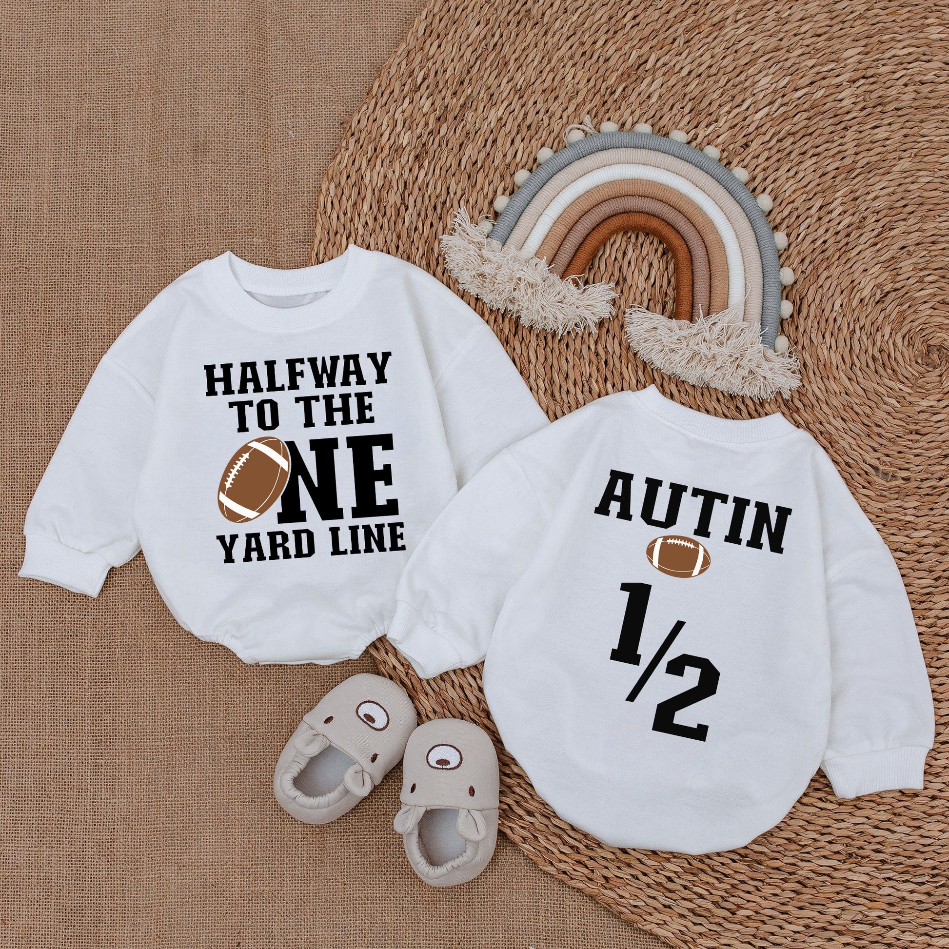 Baby Romper Long Sleeve Customize Halfway to the One Personalized Custom Babysuit - Gift For Baby - LuthCreative