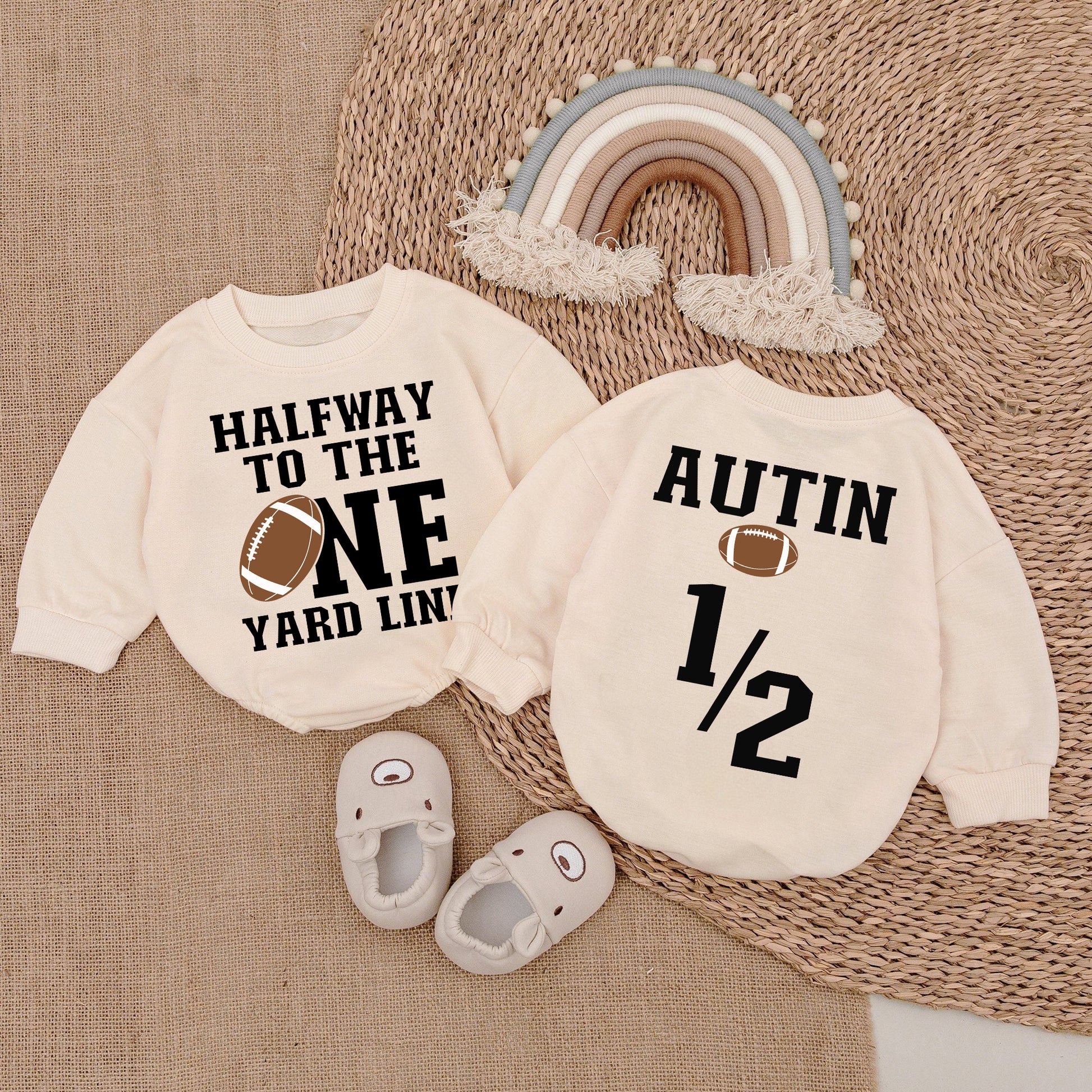 Baby Romper Long Sleeve Customize Halfway to the One Personalized Custom Babysuit - Gift For Baby - LuthCreative