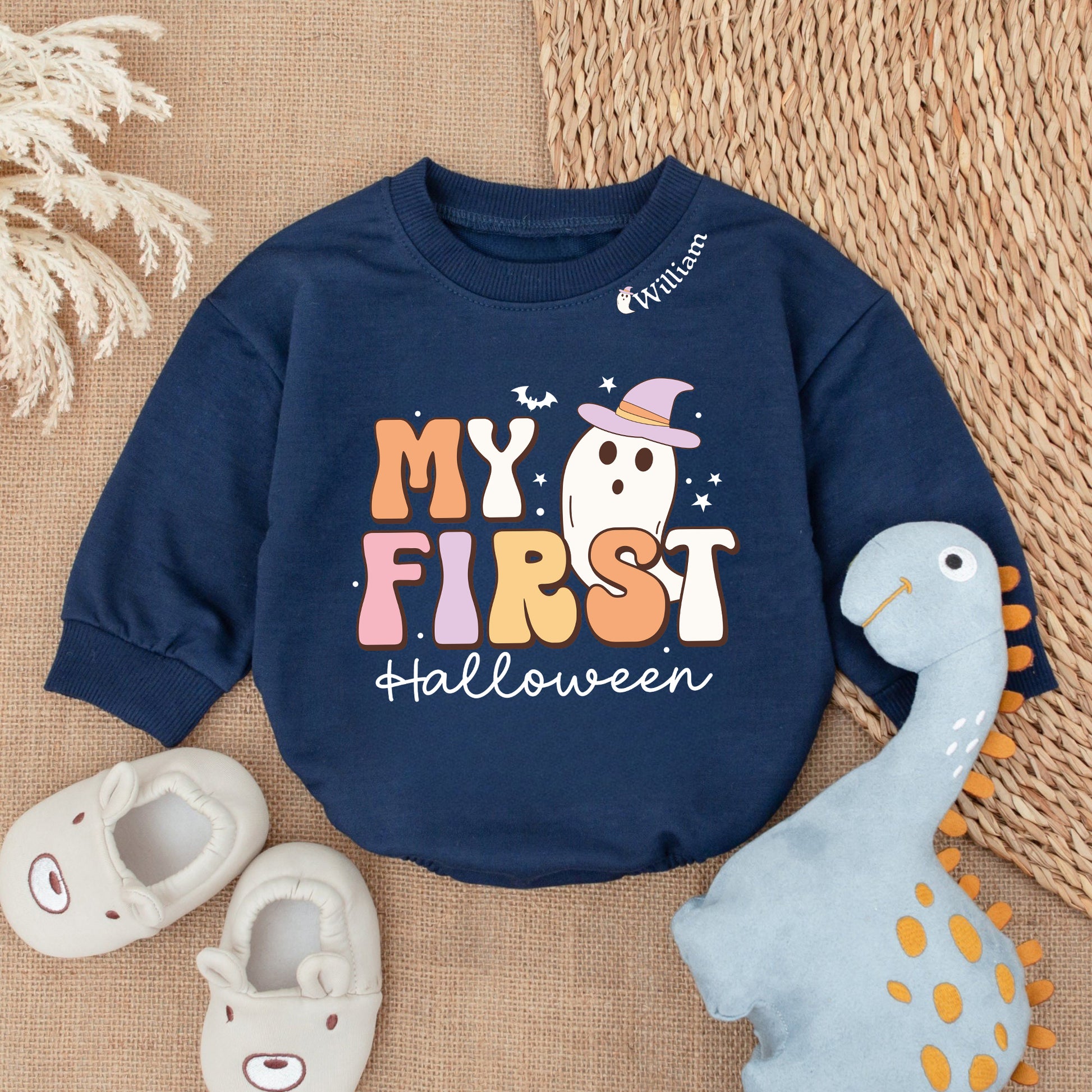 Baby Romper Long Sleeve Customize My First Halloween Personalized Custom Babysuit - Gift For Baby - LuthCreative