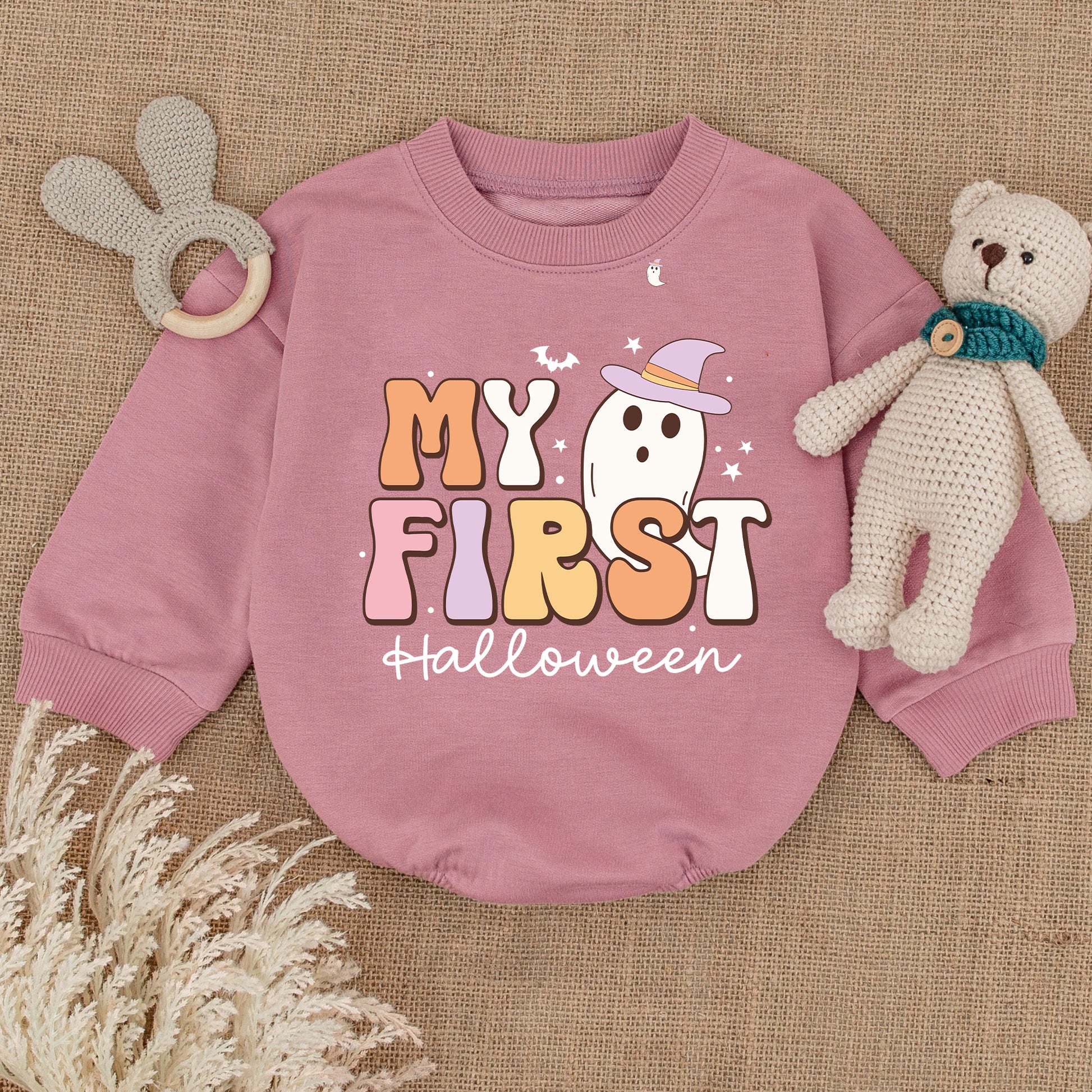 Baby Romper Long Sleeve Customize My First Halloween Personalized Custom Babysuit - Gift For Baby - LuthCreative