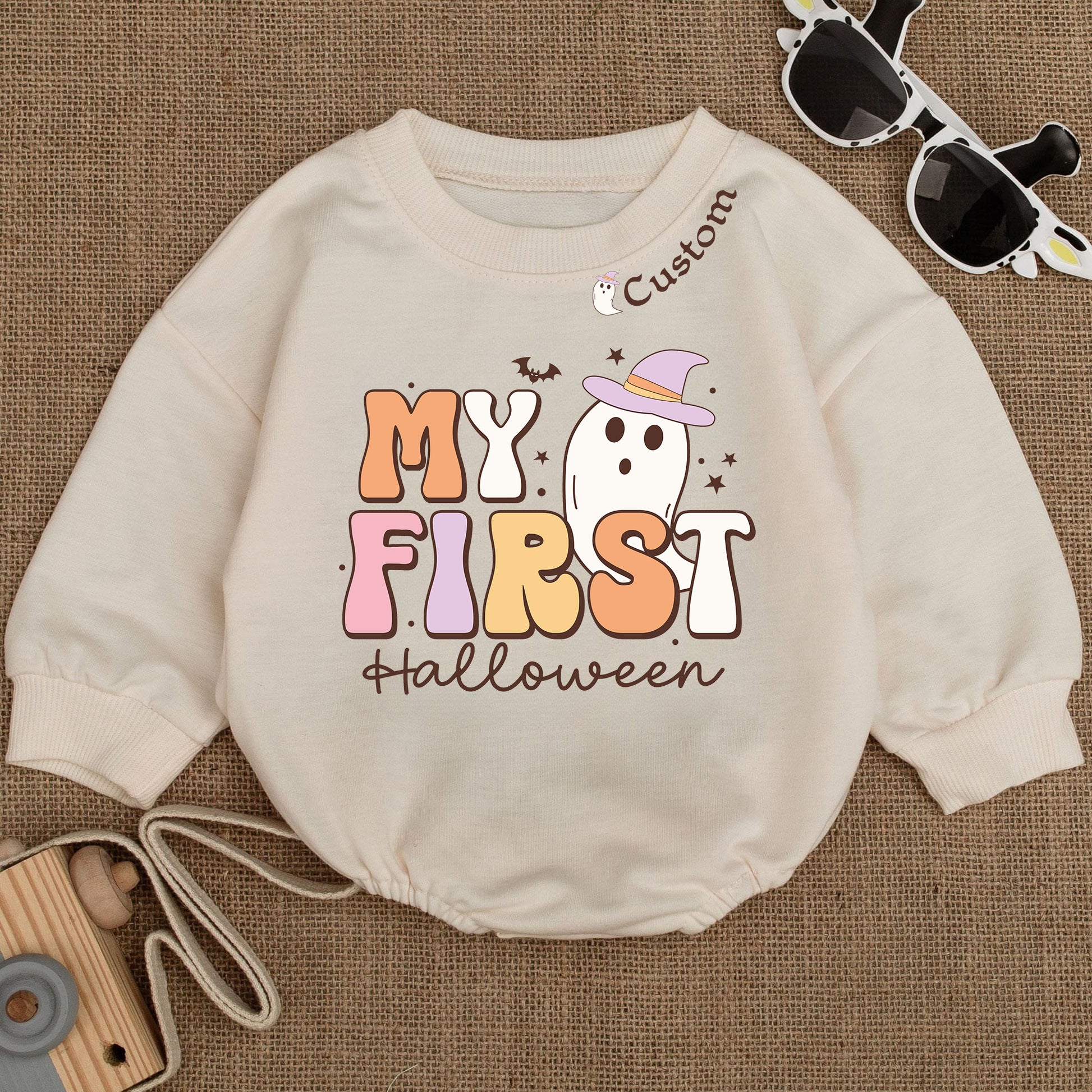 Baby Romper Long Sleeve Customize My First Halloween Personalized Custom Babysuit - Gift For Baby - LuthCreative