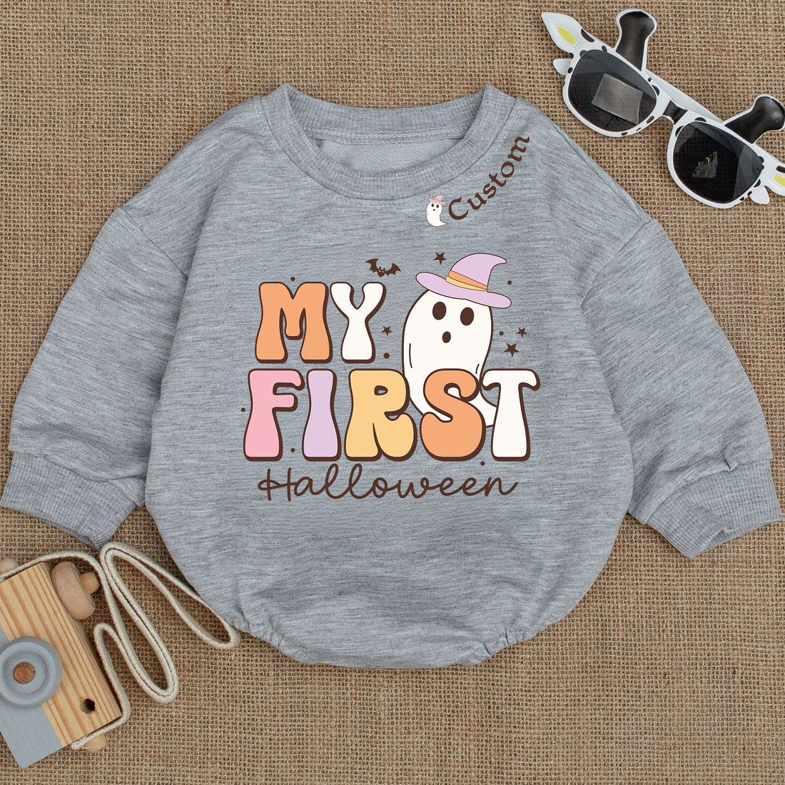 Baby Romper Long Sleeve Customize My First Halloween Personalized Custom Babysuit - Gift For Baby - LuthCreative