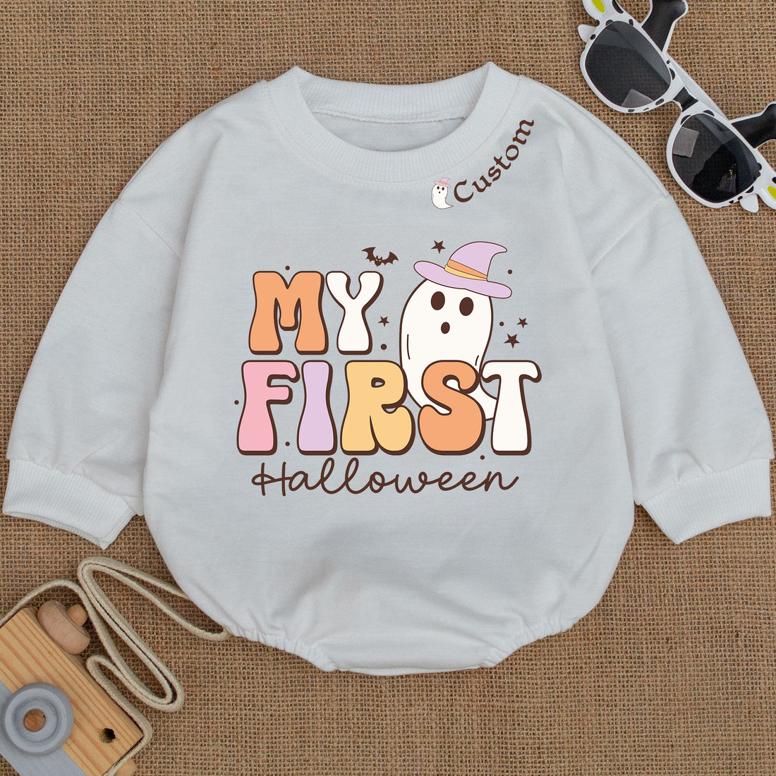 Baby Romper Long Sleeve Customize My First Halloween Personalized Custom Babysuit - Gift For Baby - LuthCreative
