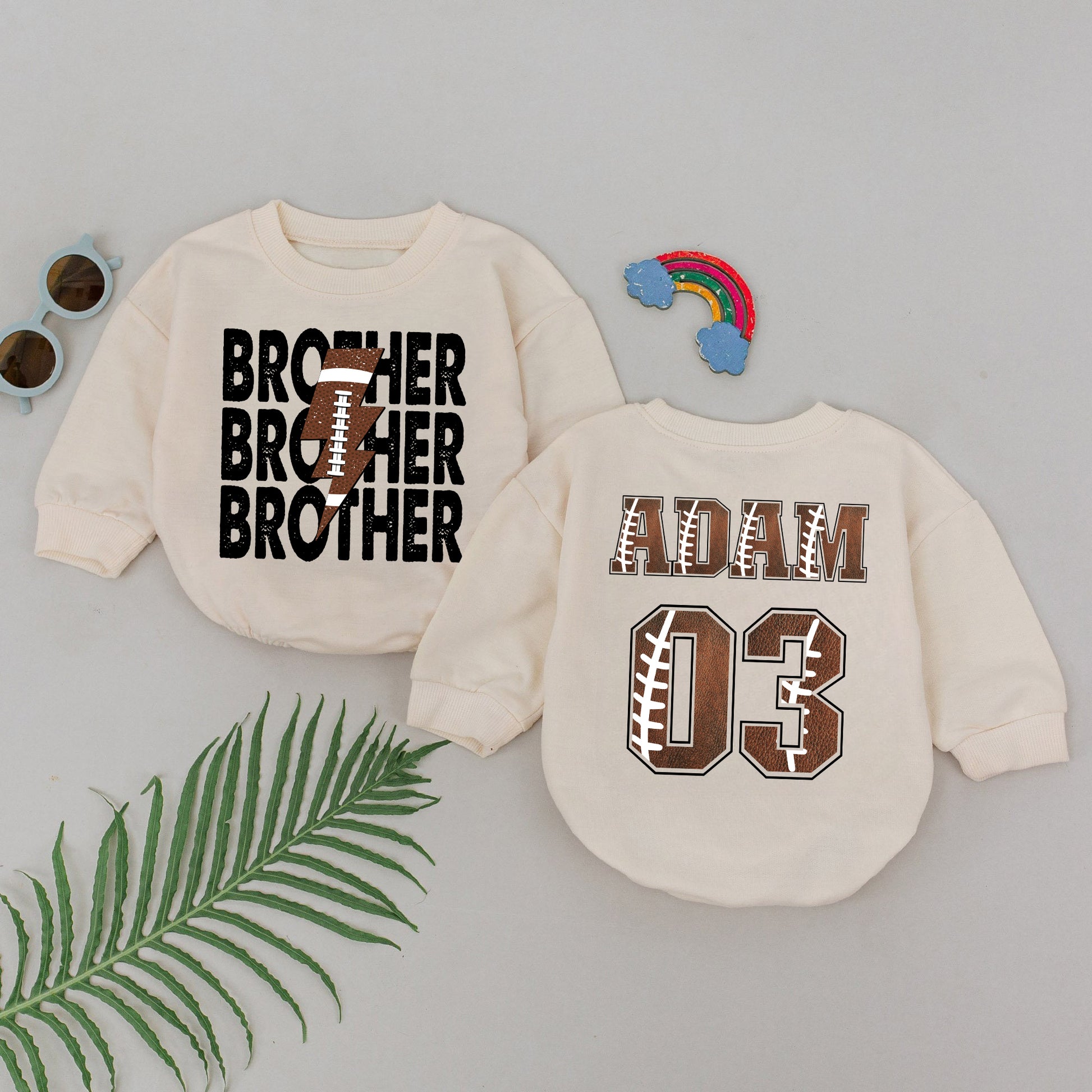 Baby Romper Long Sleeve Customize Brother Personalized Custom Babysuit - Gift For Baby - LuthCreative