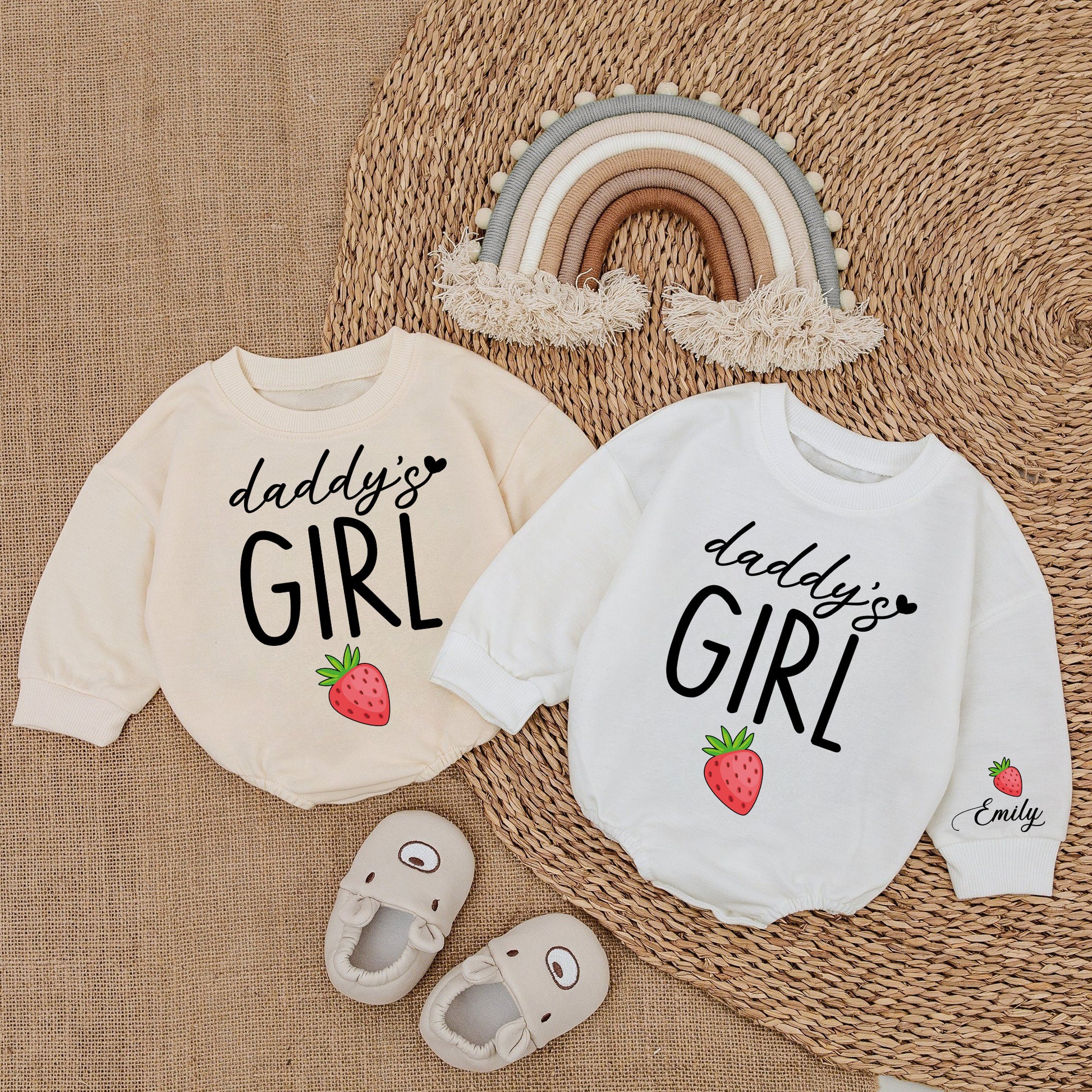 Baby Romper Long Sleeve Customize Strawberry Personalized Custom Babysuit - Gift For Baby - LuthCreative