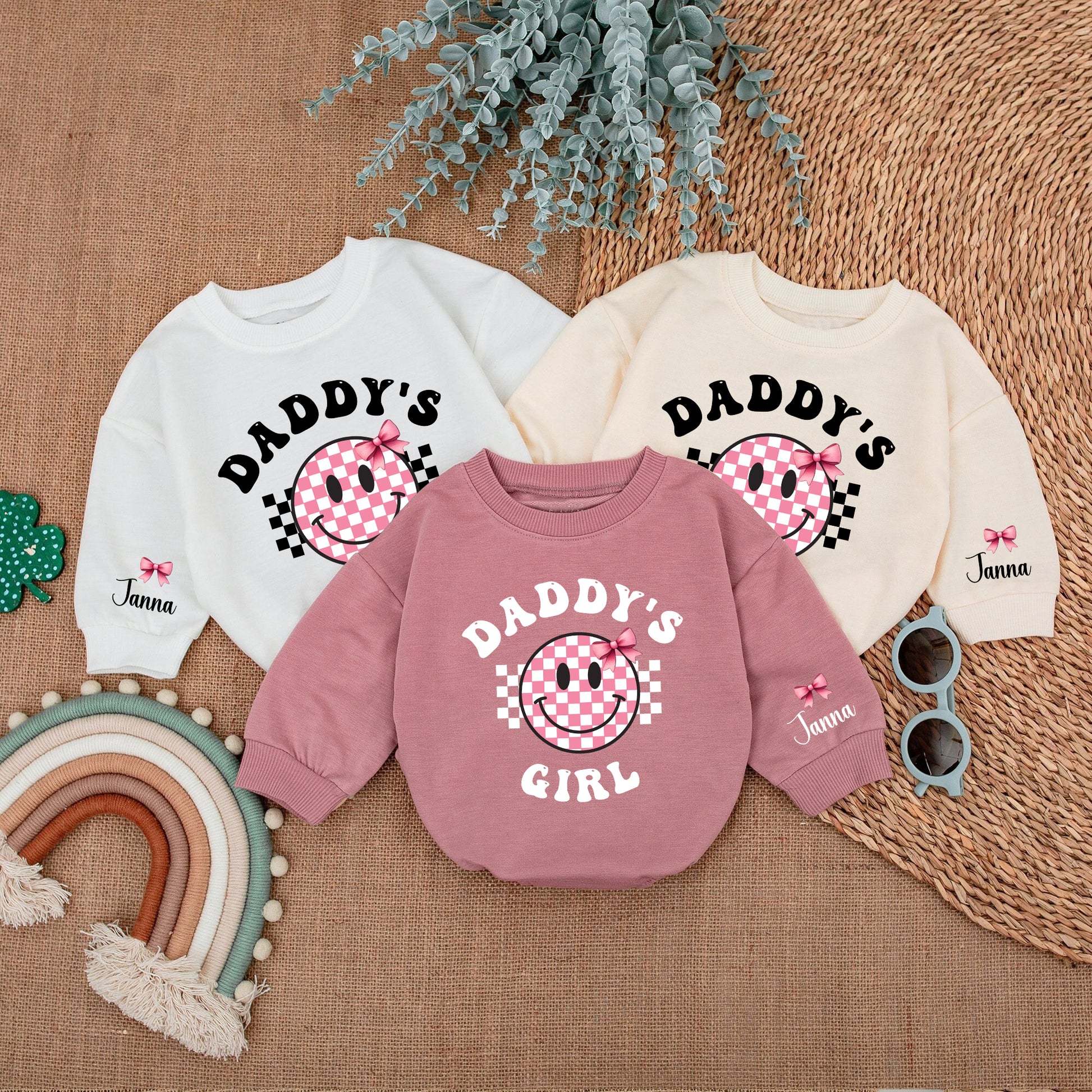 Baby Romper Long Sleeve Customize Daddy's Girl Personalized Custom Babysuit - Gift For Baby - LuthCreative