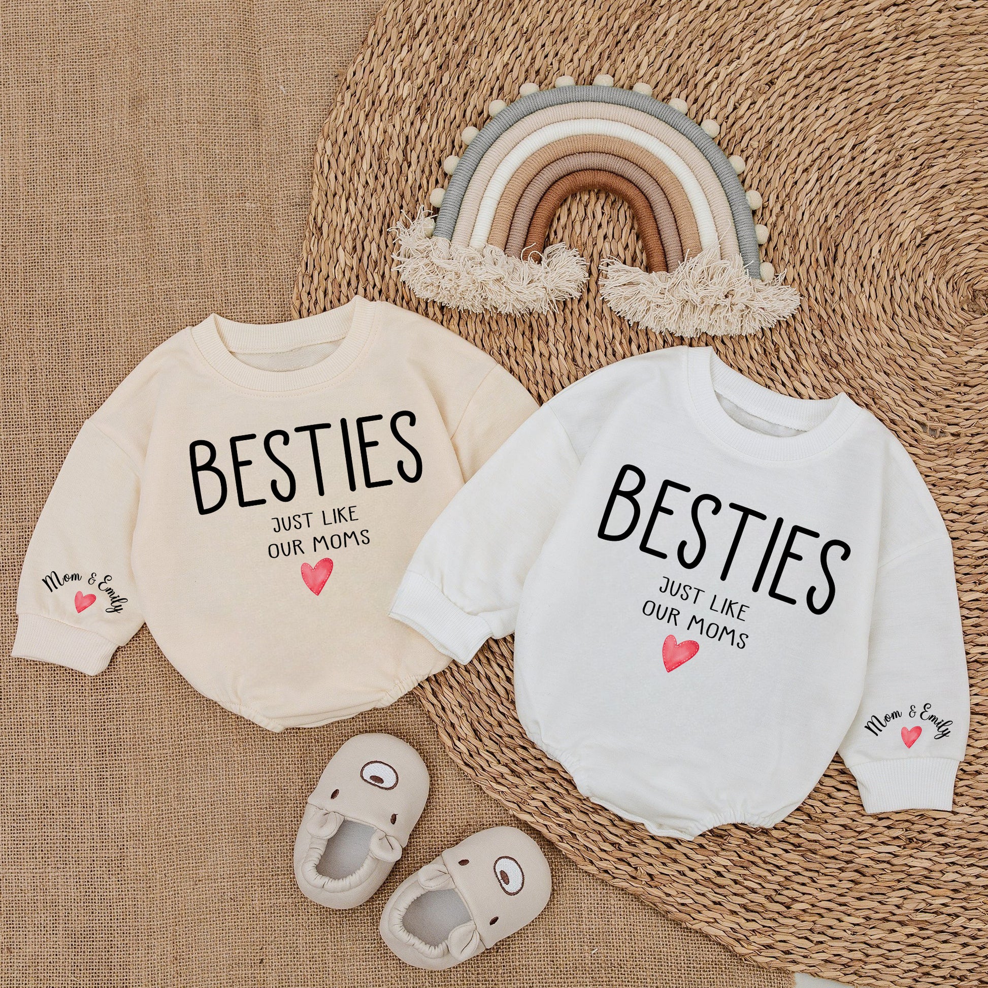 Baby Romper Long Sleeve Customize Besties Just like our moms Personalized Custom Babysuit - Gift For Baby - LuthCreative