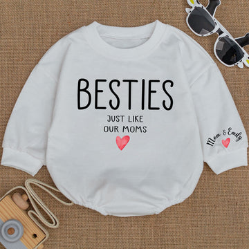 Baby Romper Long Sleeve Customize Besties Just like our moms Personalized Custom Babysuit - Gift For Baby - LuthCreative