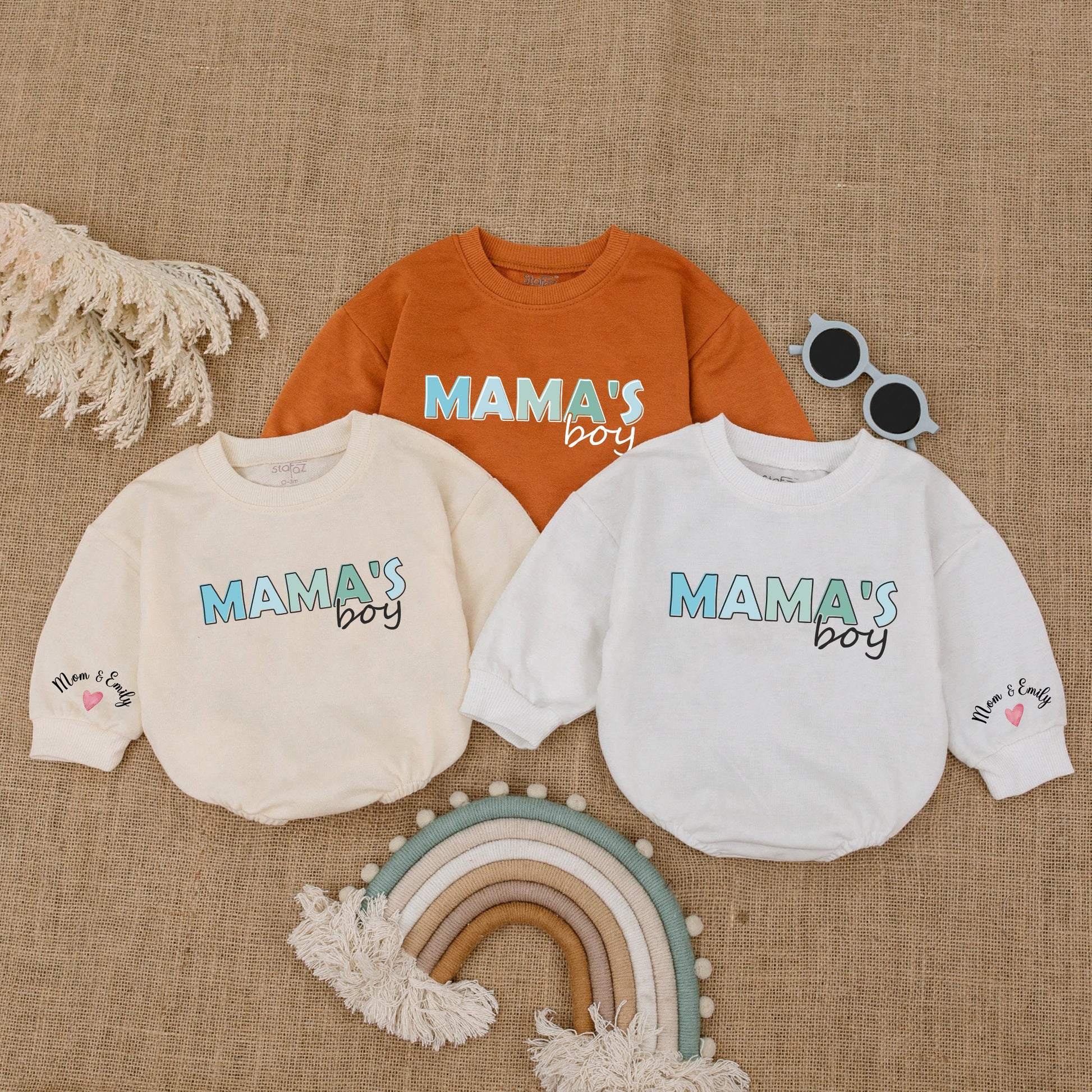 Baby Bodysuit Romper Long Sleeve Customize Mama's Boy Personalized Custom Babysuit - Gift For Baby & Mom - LuthCreative