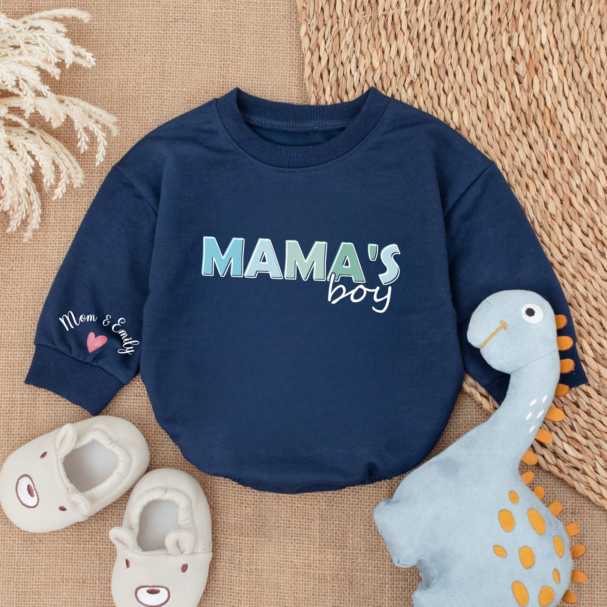 Baby Bodysuit Romper Long Sleeve Customize Mama's Boy Personalized Custom Babysuit - Gift For Baby & Mom - LuthCreative